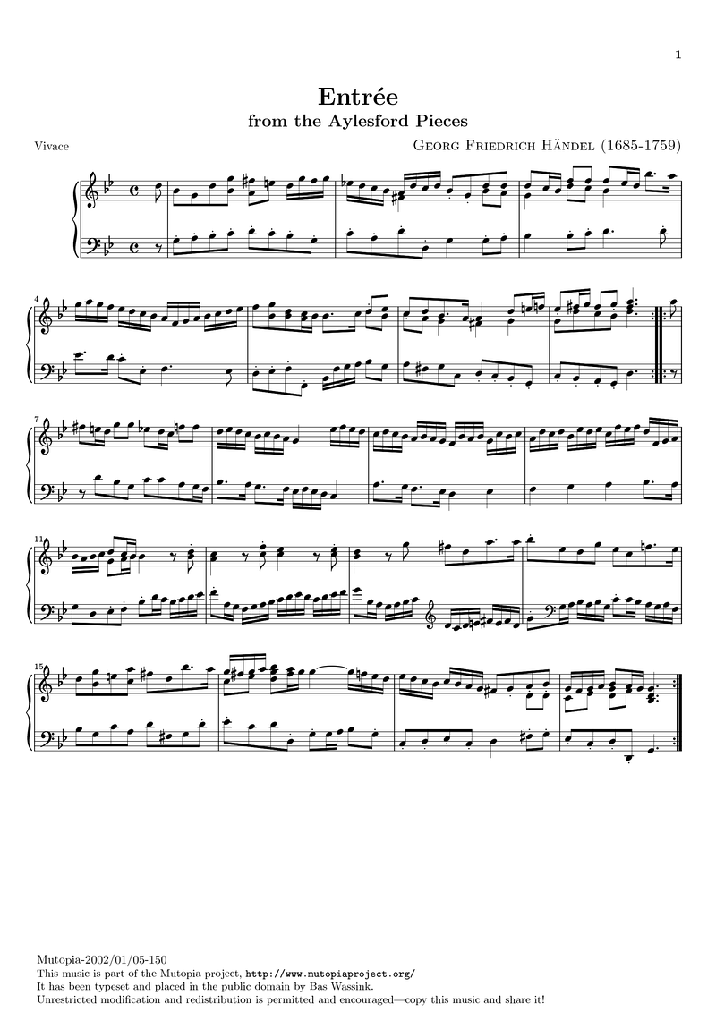 02 Entree Piano Sheet Music Page 1 Free PDF