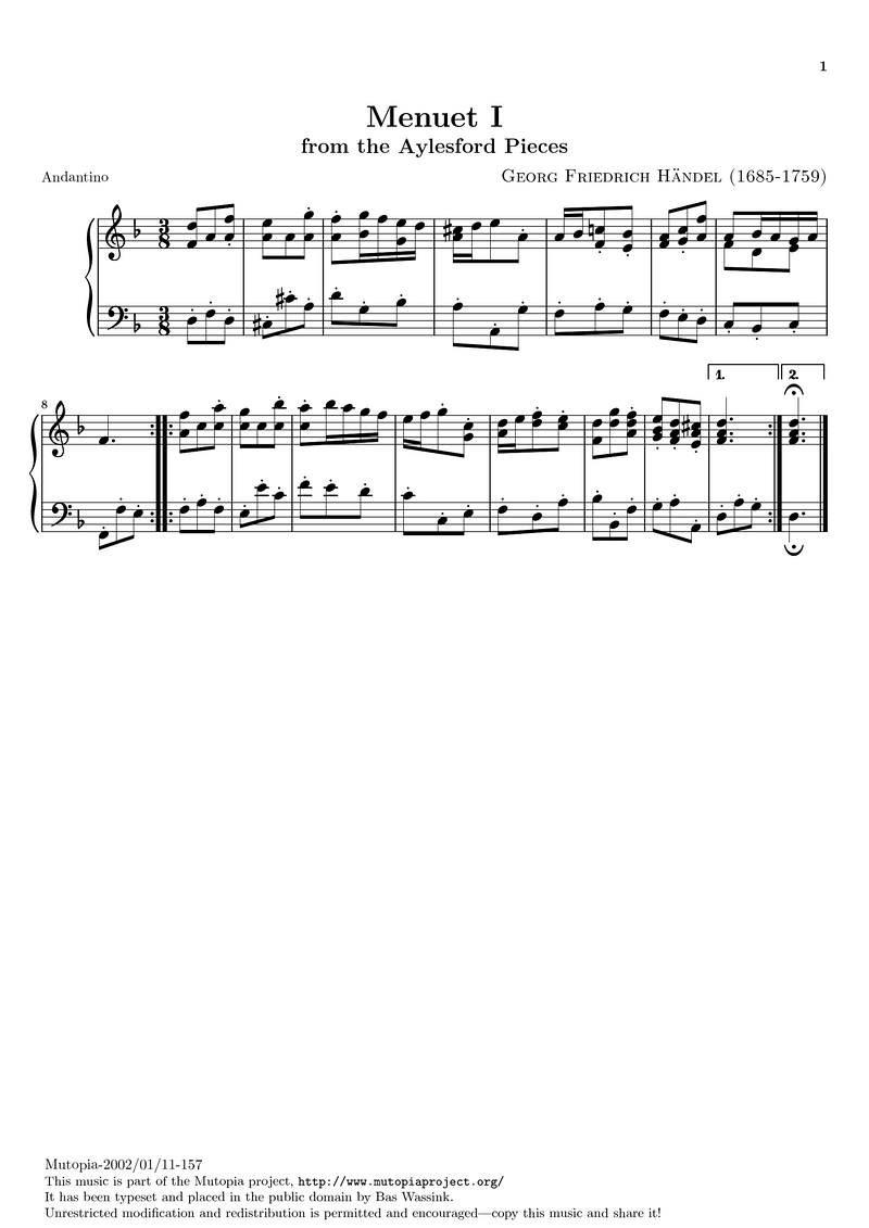 09 Menueti Piano Sheet Music Page 1 Free PDF