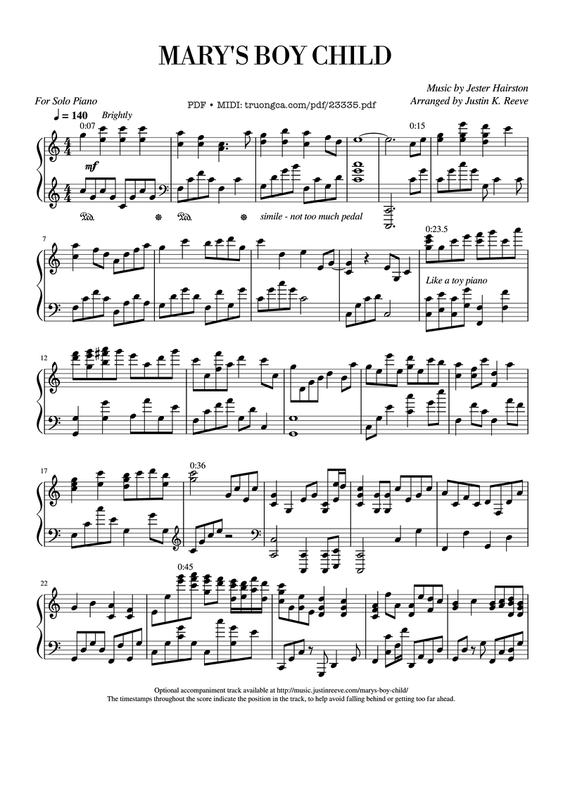 12 Days of Christmas Piano Sheet Music Page 1 Free PDF