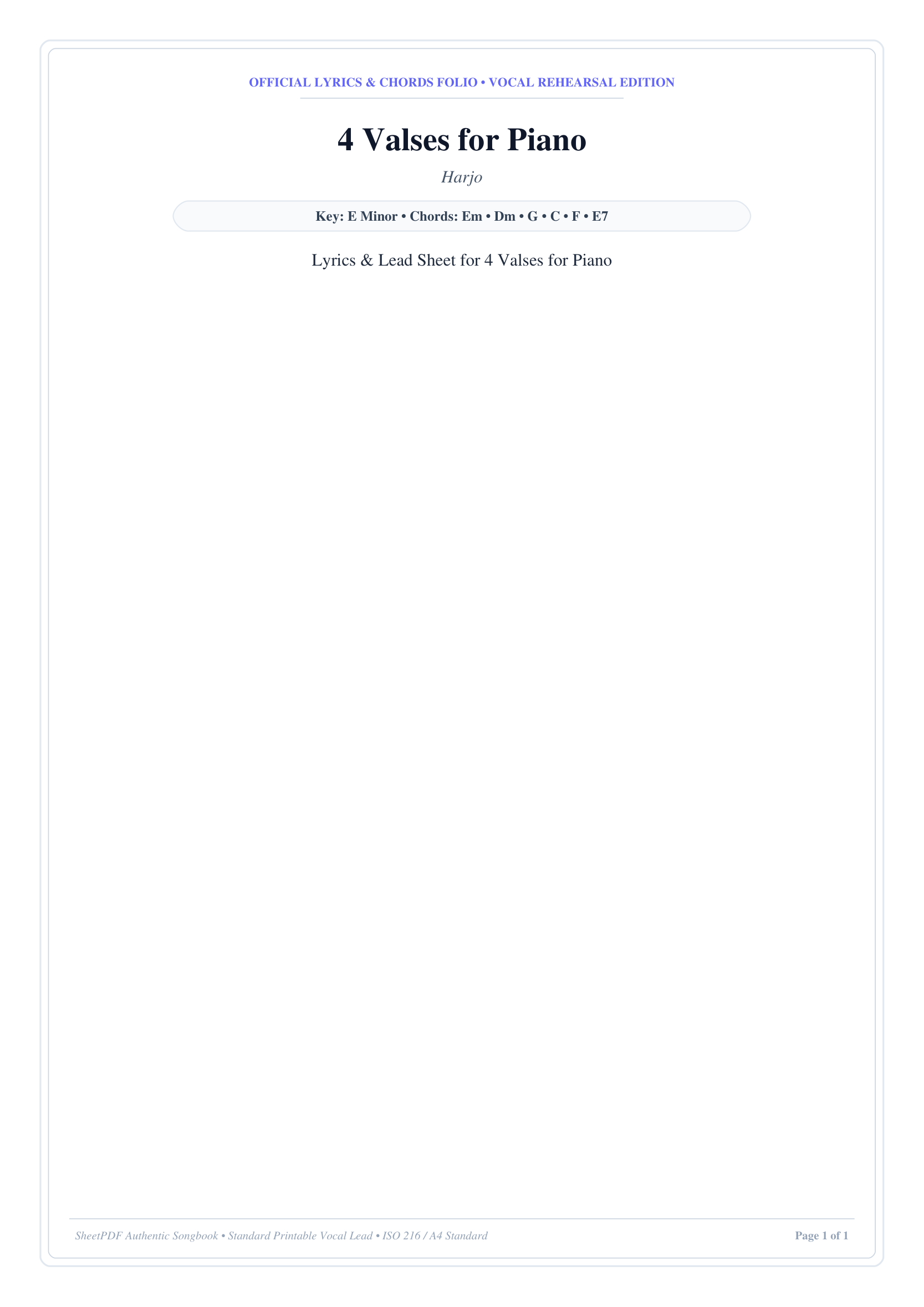4 Valses for Piano Piano Sheet Music Page 1 Free PDF