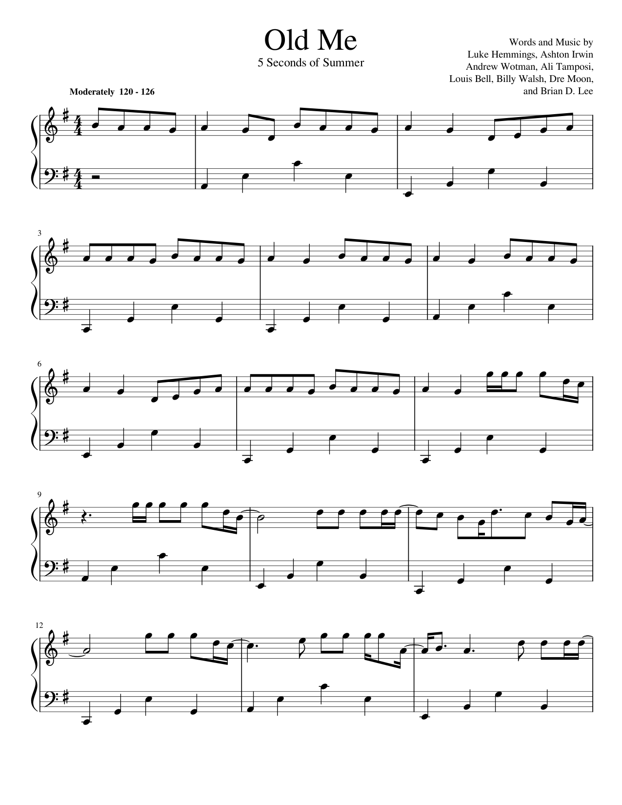 Old Me Piano Sheet Music Page 1 Free PDF