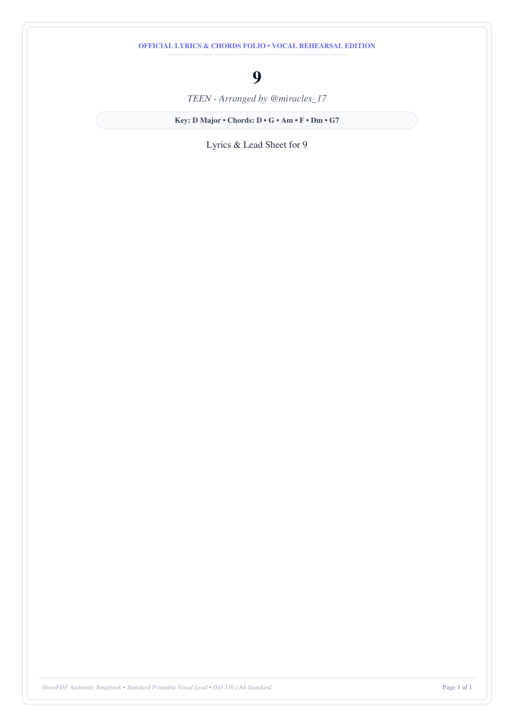 9 Piano Sheet Music Page 1 Free PDF
