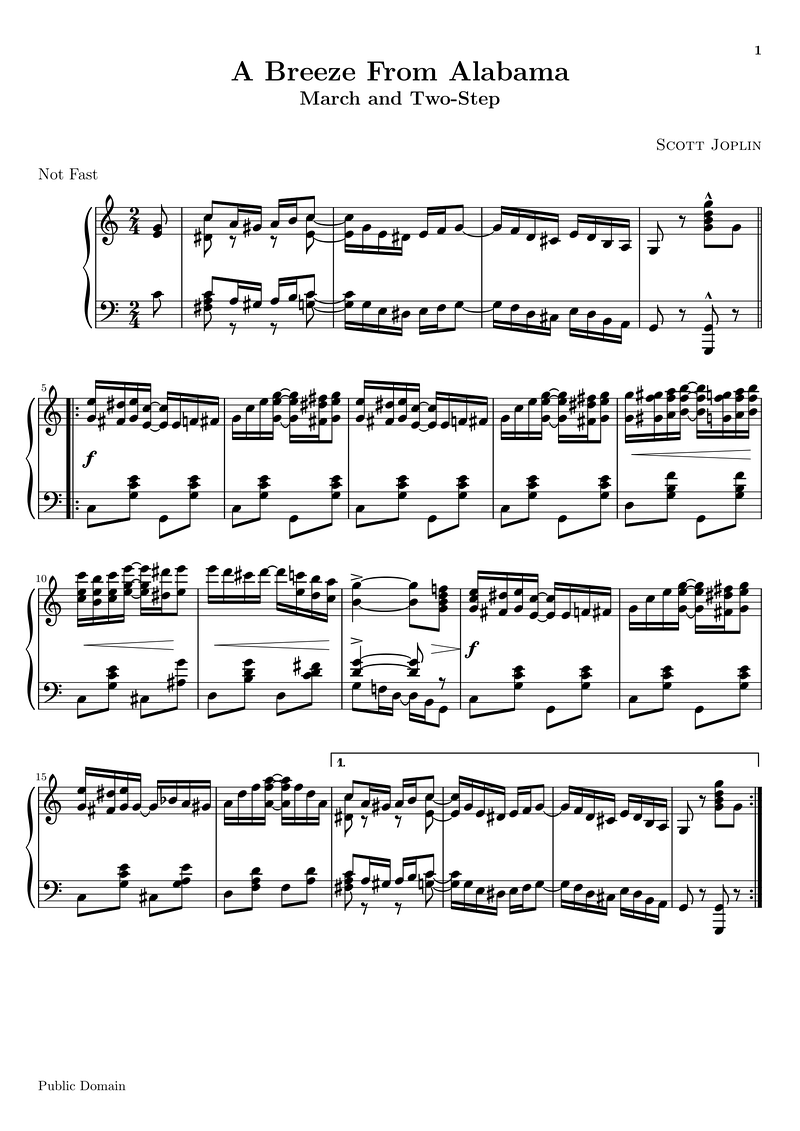 A Breeze From Alabama Piano Sheet Music Page 1 Free PDF