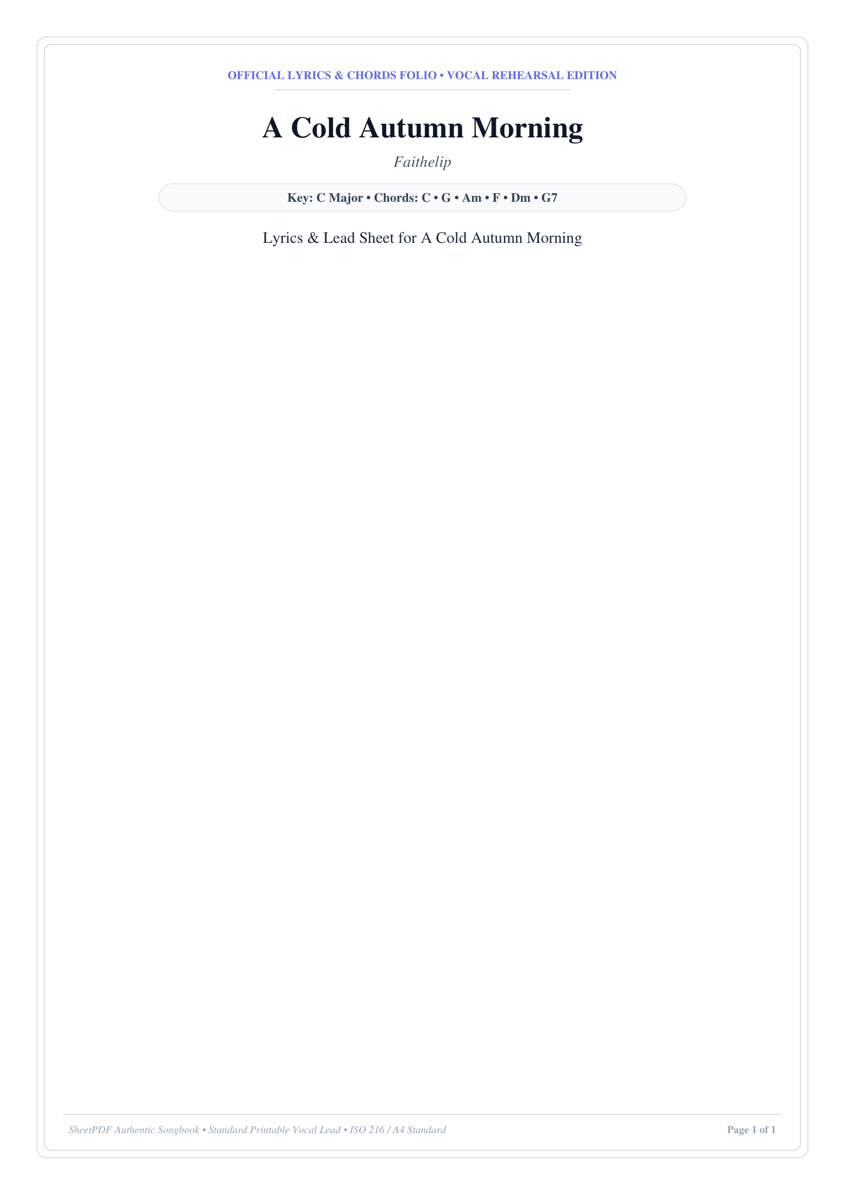 A Cold Autumn Morning Piano Sheet Music Page 1 Free PDF