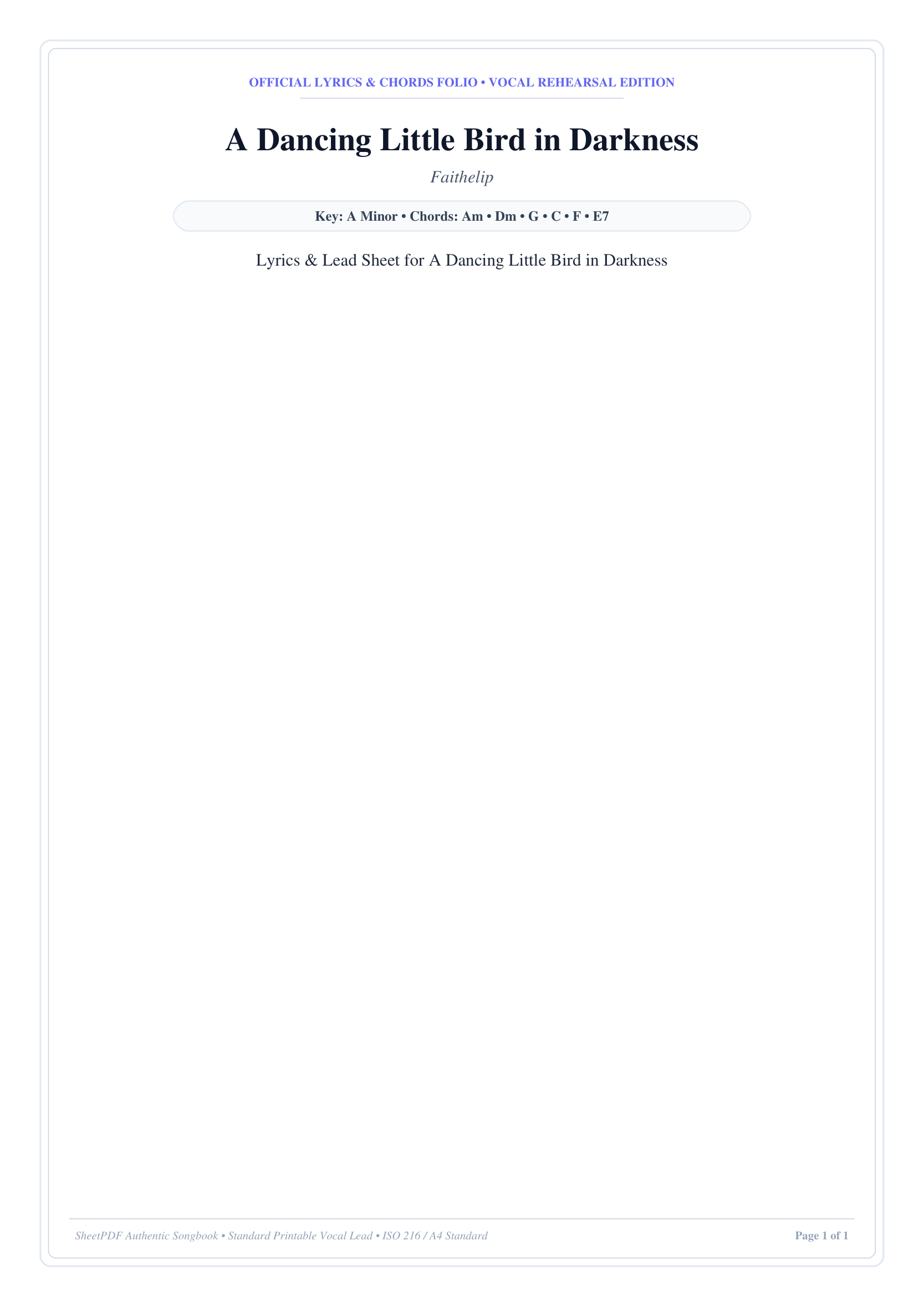 A Dancing Little Bird in Darkness Piano Sheet Music Page 1 Free PDF