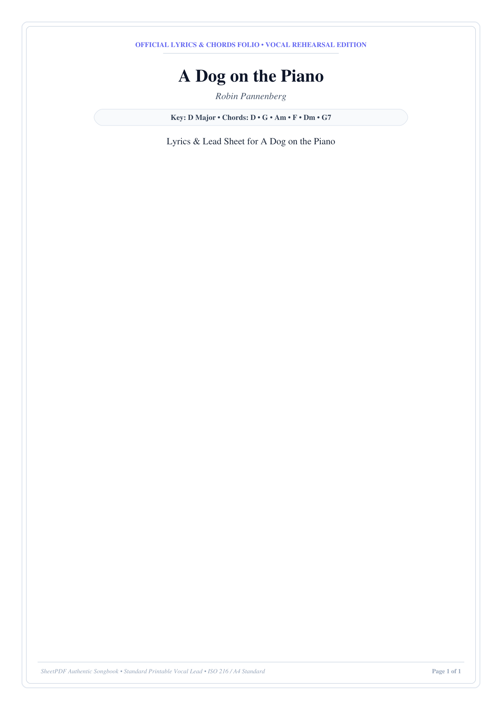 A Dog on the Piano Piano Sheet Music Page 1 Free PDF