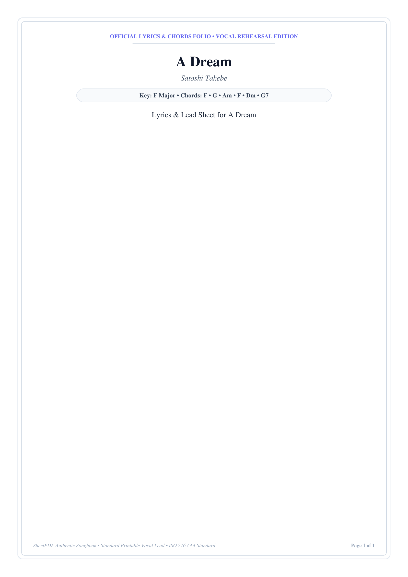 A Dream Lyrics & Chords Folio