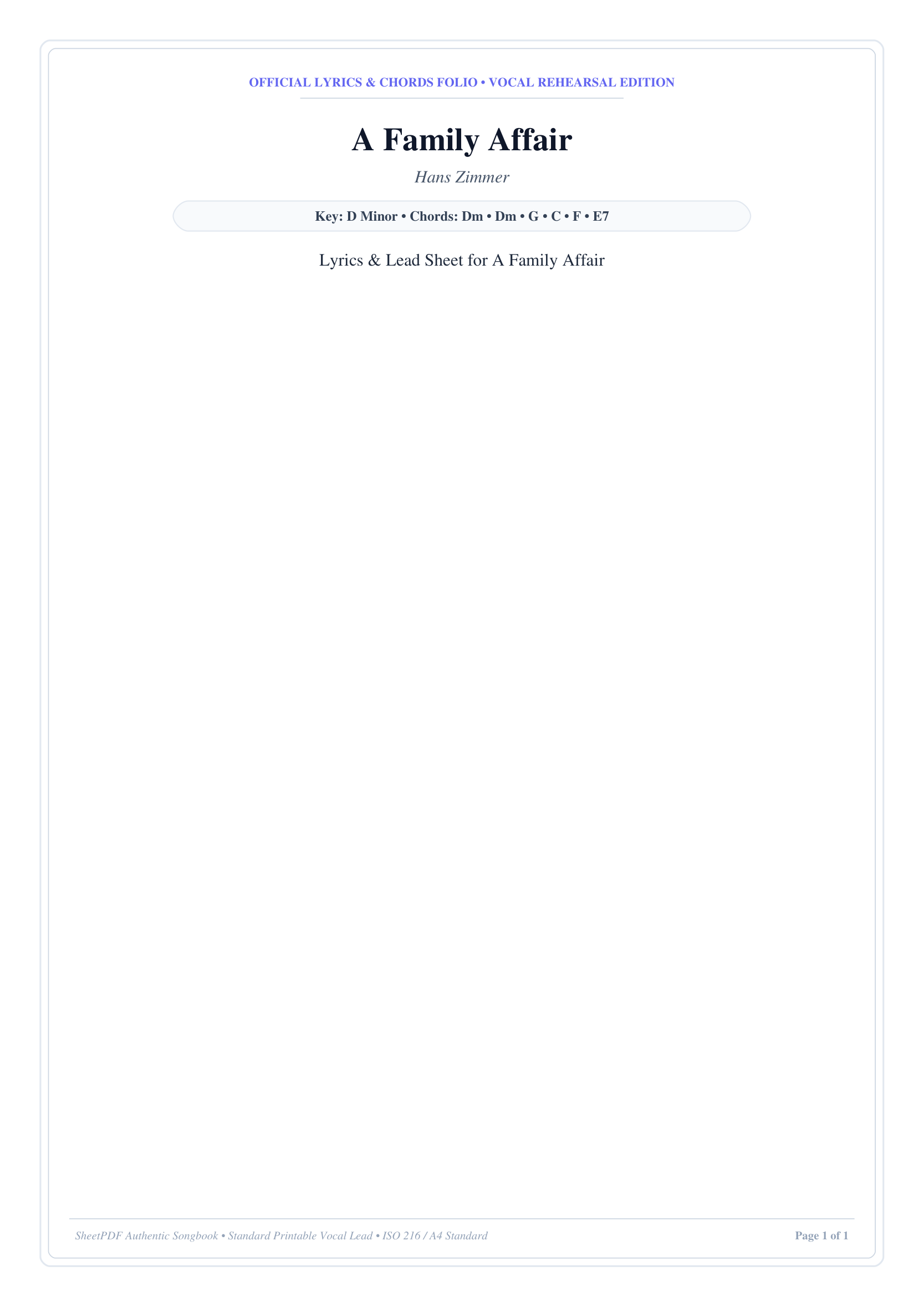A Family Affair Piano Sheet Music Page 1 Free PDF