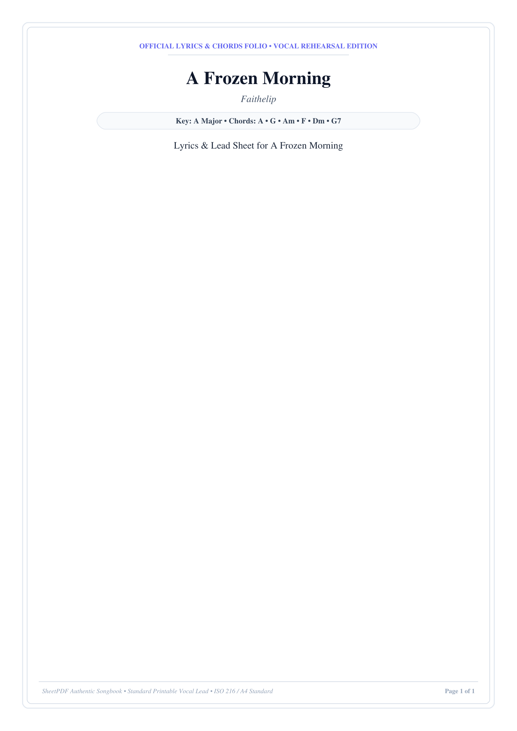 A Frozen Morning Piano Sheet Music Page 1 Free PDF