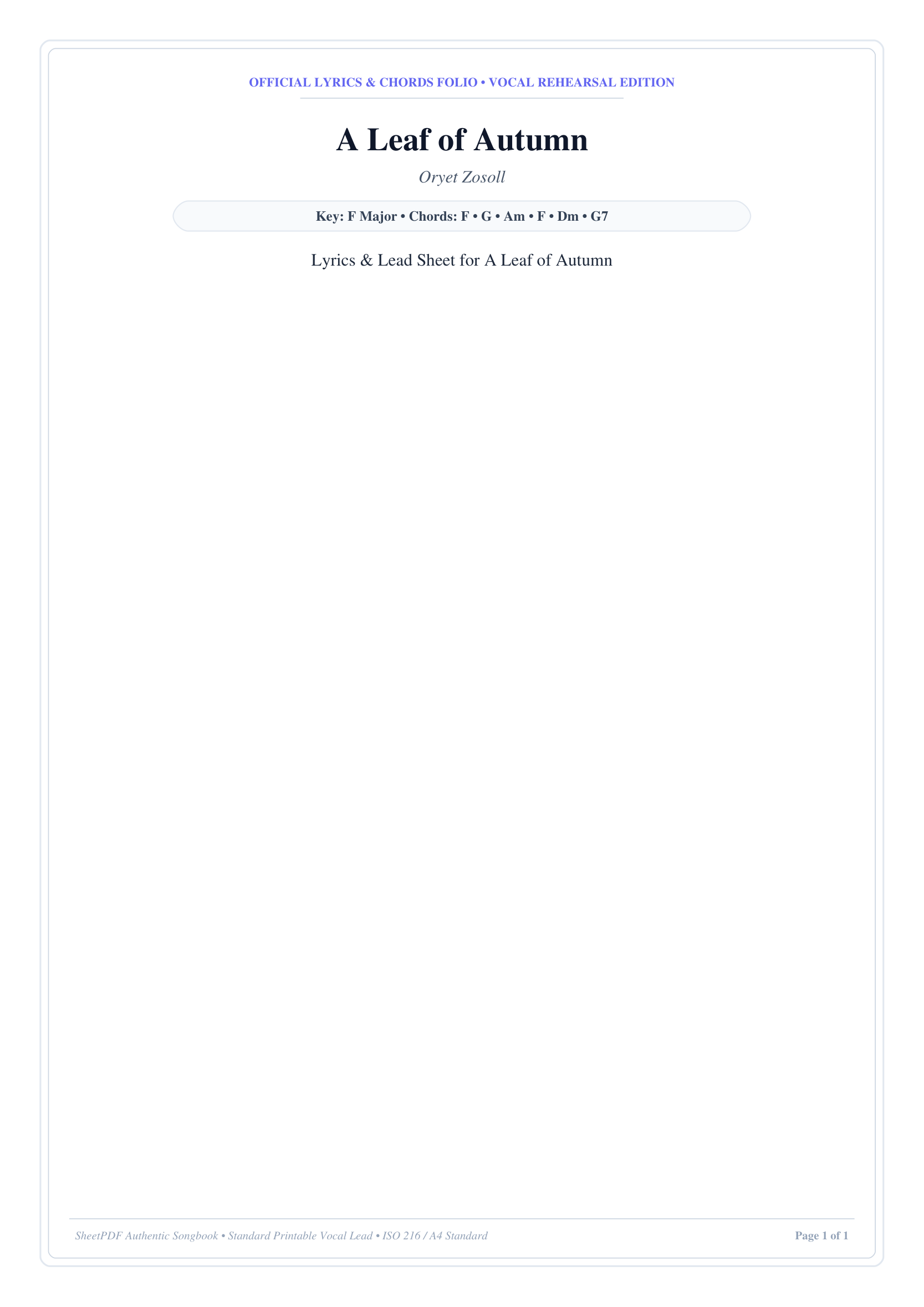 A Leaf of Autumn Piano Sheet Music Page 1 Free PDF