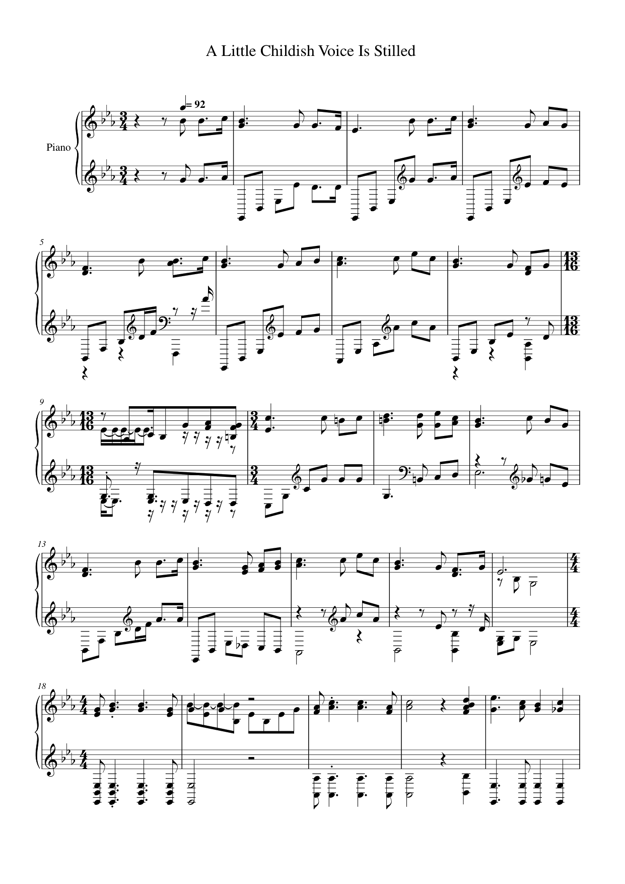 A Little Childish Voice Is Stilled Piano Sheet Music Page 1 Free PDF