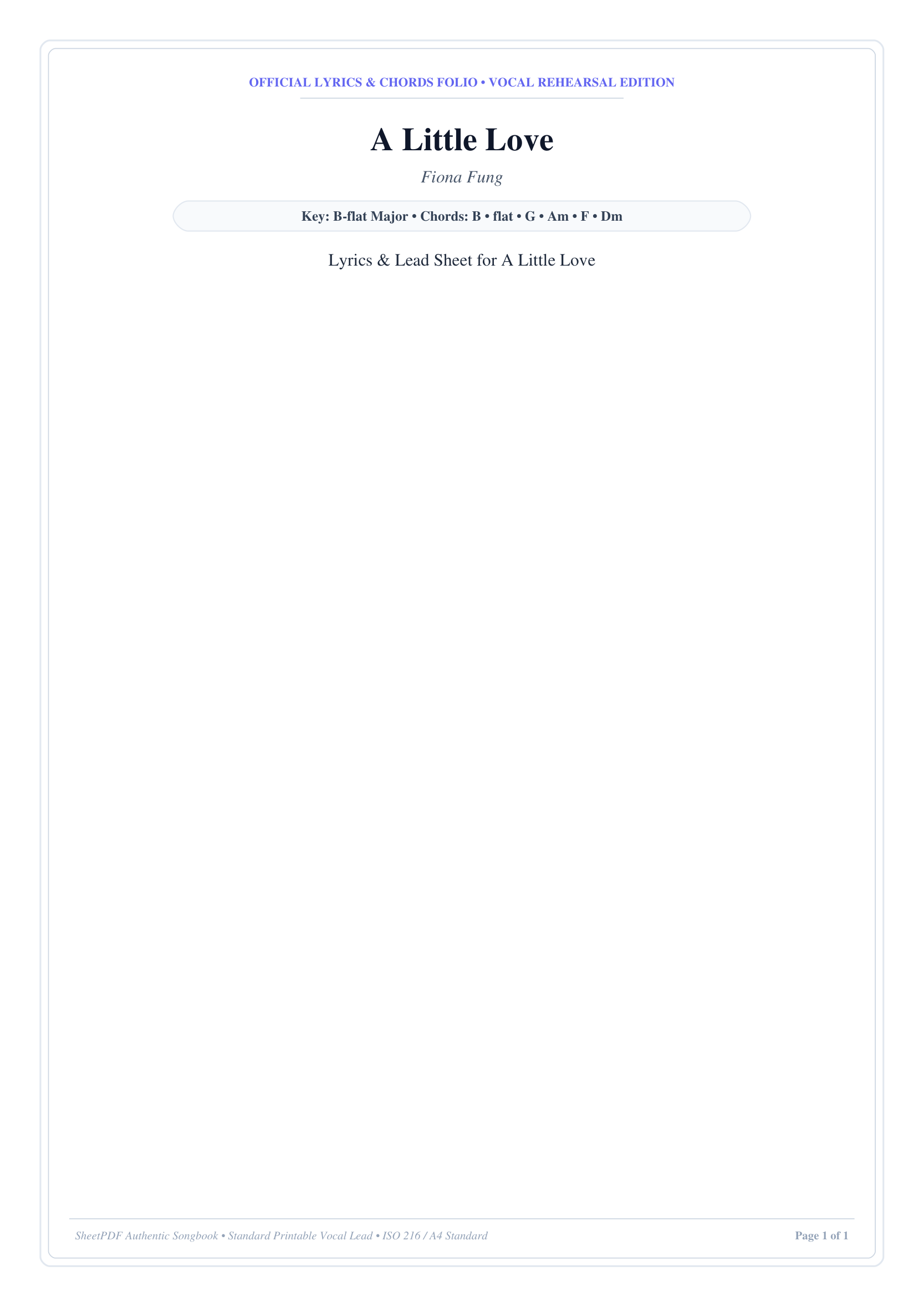 A Little Love Piano Sheet Music Page 1 Free PDF