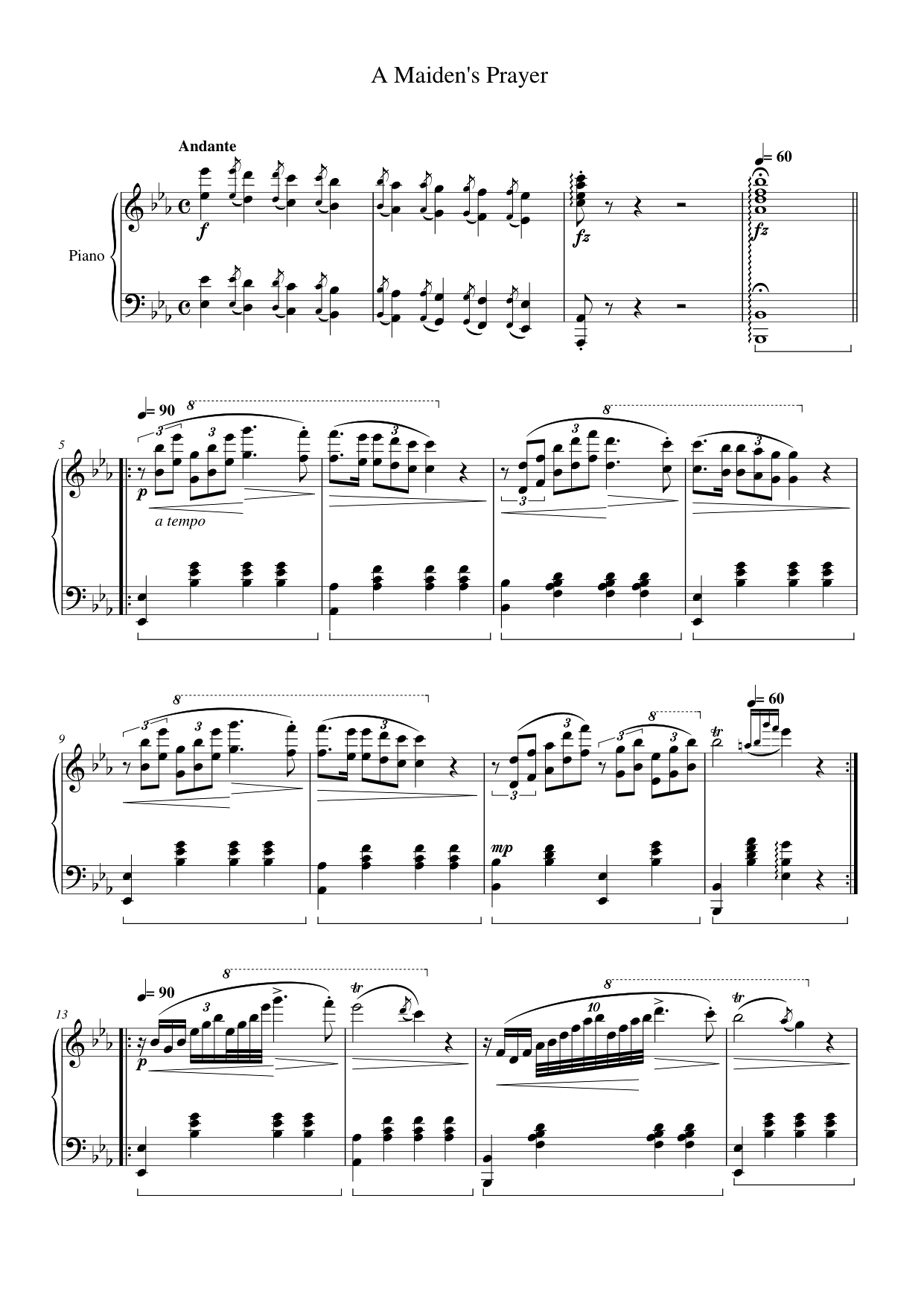 A Maiden's Prayer Piano Sheet Music Page 1 Free PDF