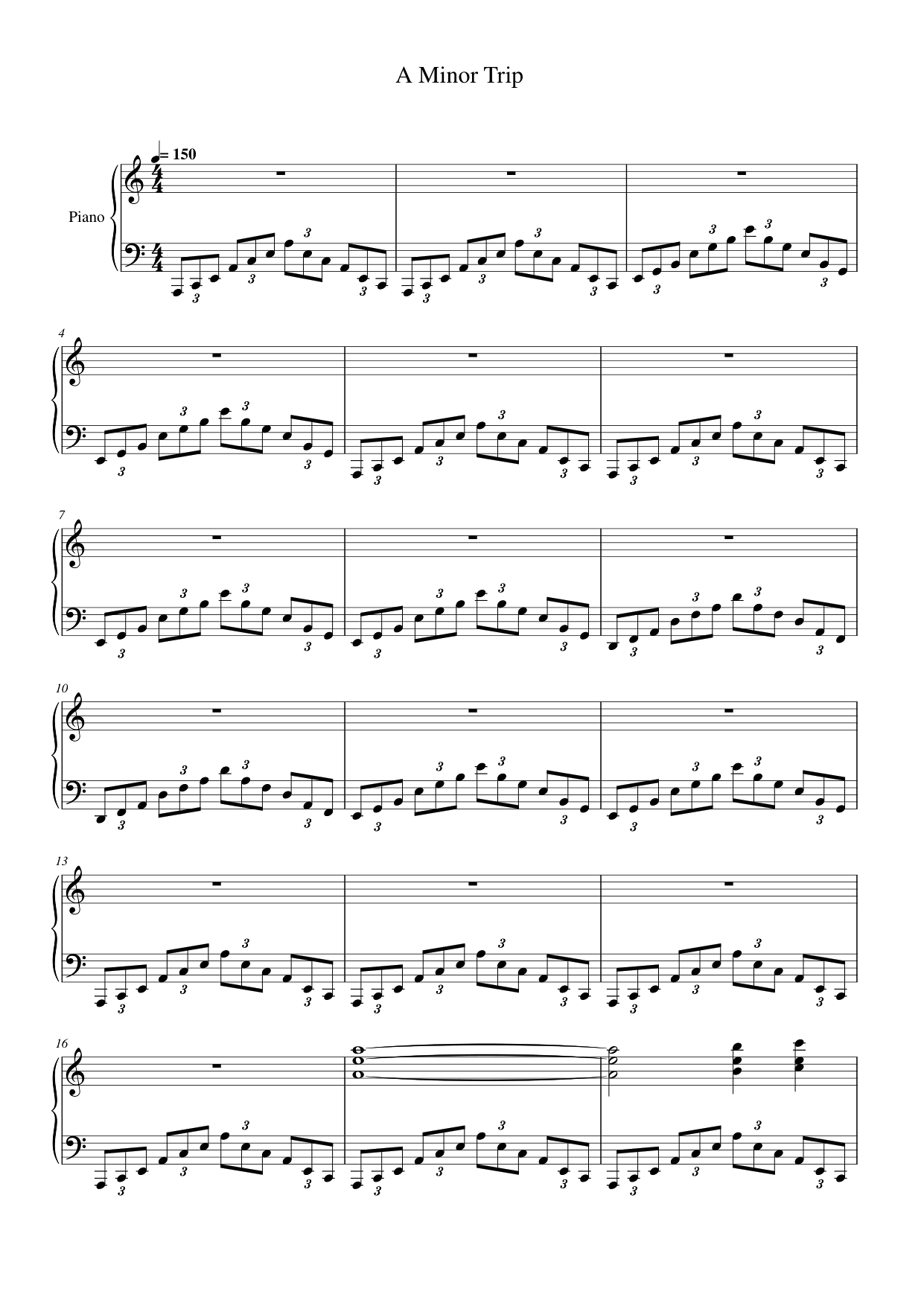 A Minor Trip Piano Sheet Music Page 1 Free PDF