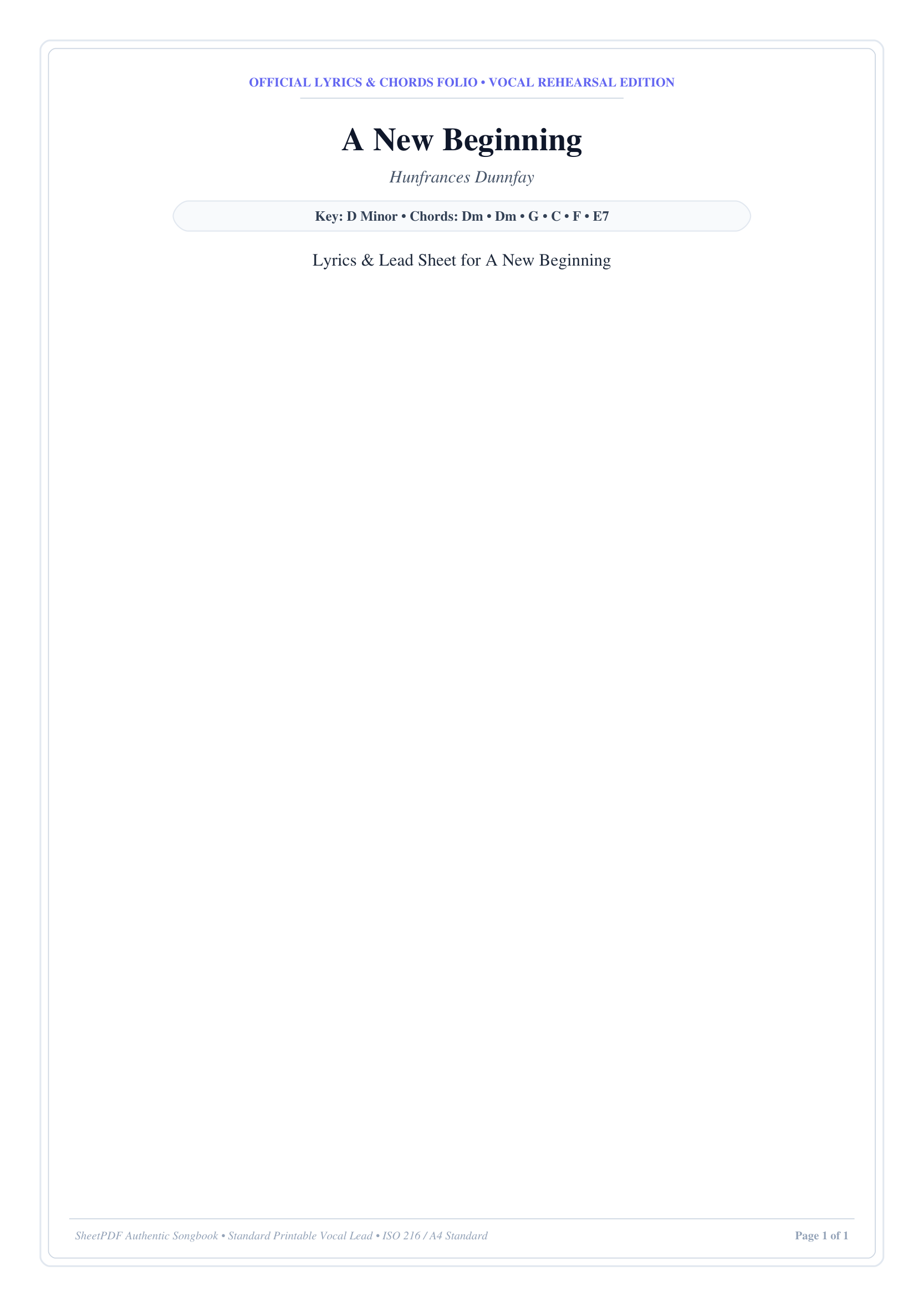 A New Beginning Piano Sheet Music Page 1 Free PDF