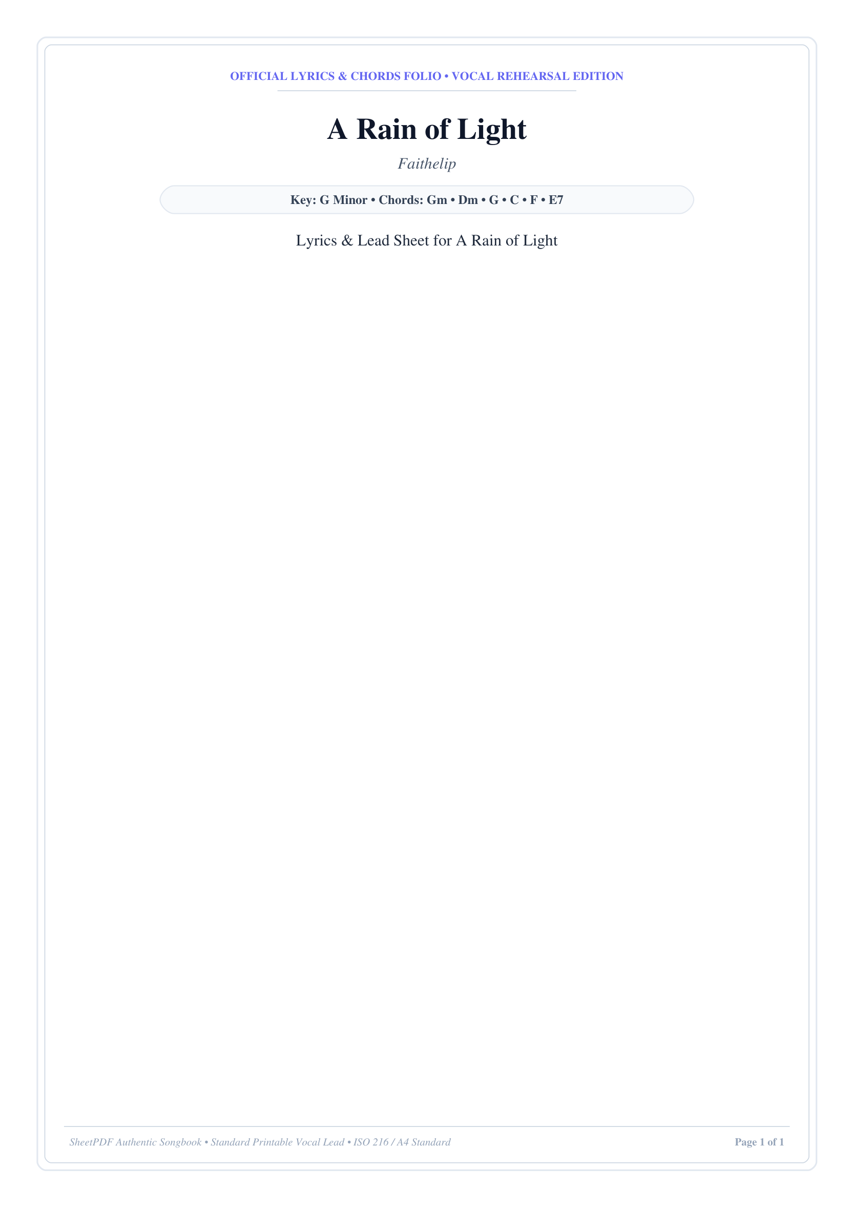 A Rain of Light Piano Sheet Music Page 1 Free PDF