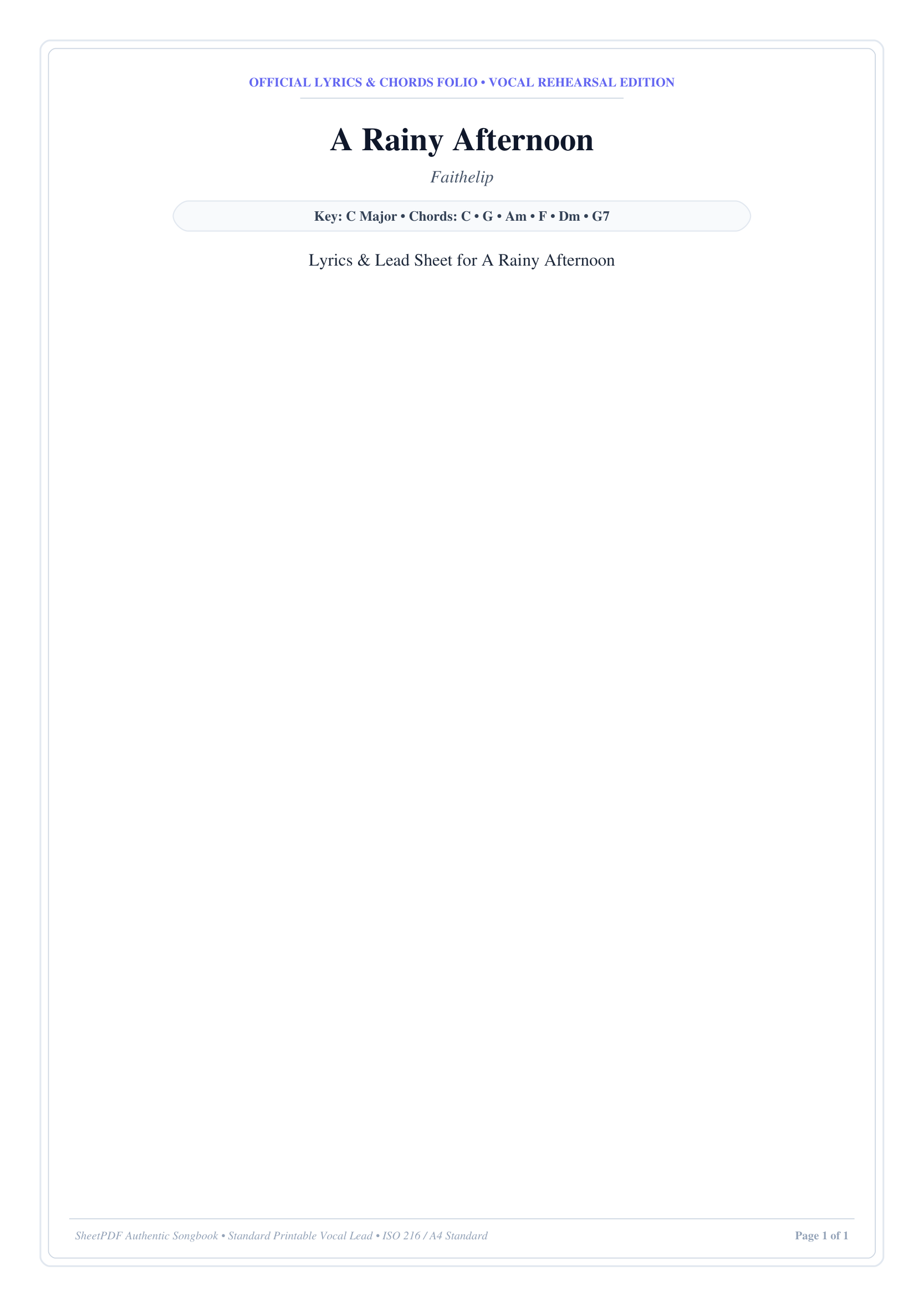 A Rainy Afternoon Lyrics & Chords Folio