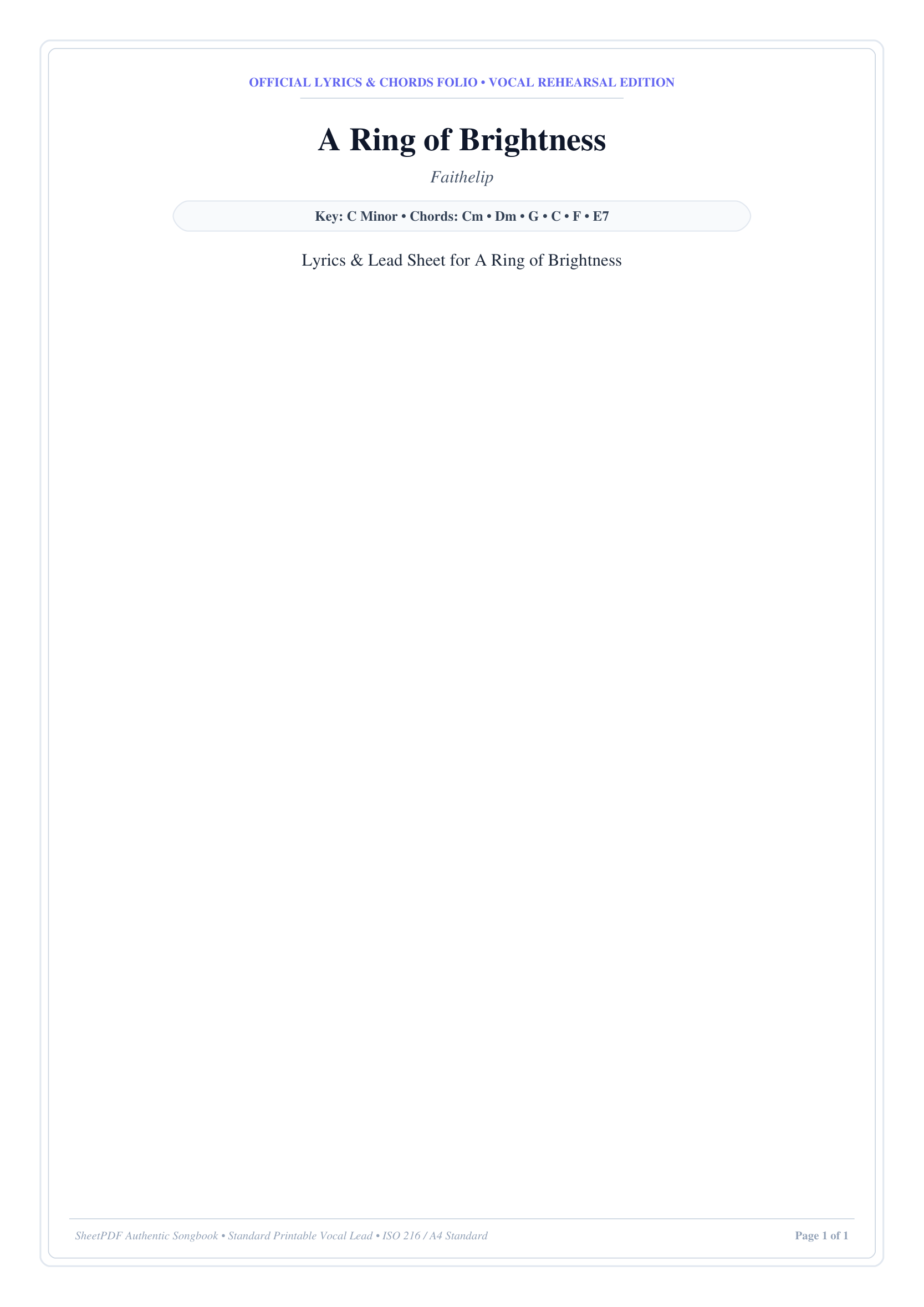 A Ring of Brightness Piano Sheet Music Page 1 Free PDF