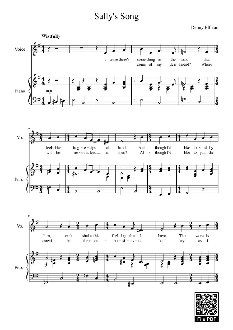 A Song for the Existence Piano Sheet Music Page 1 Free PDF