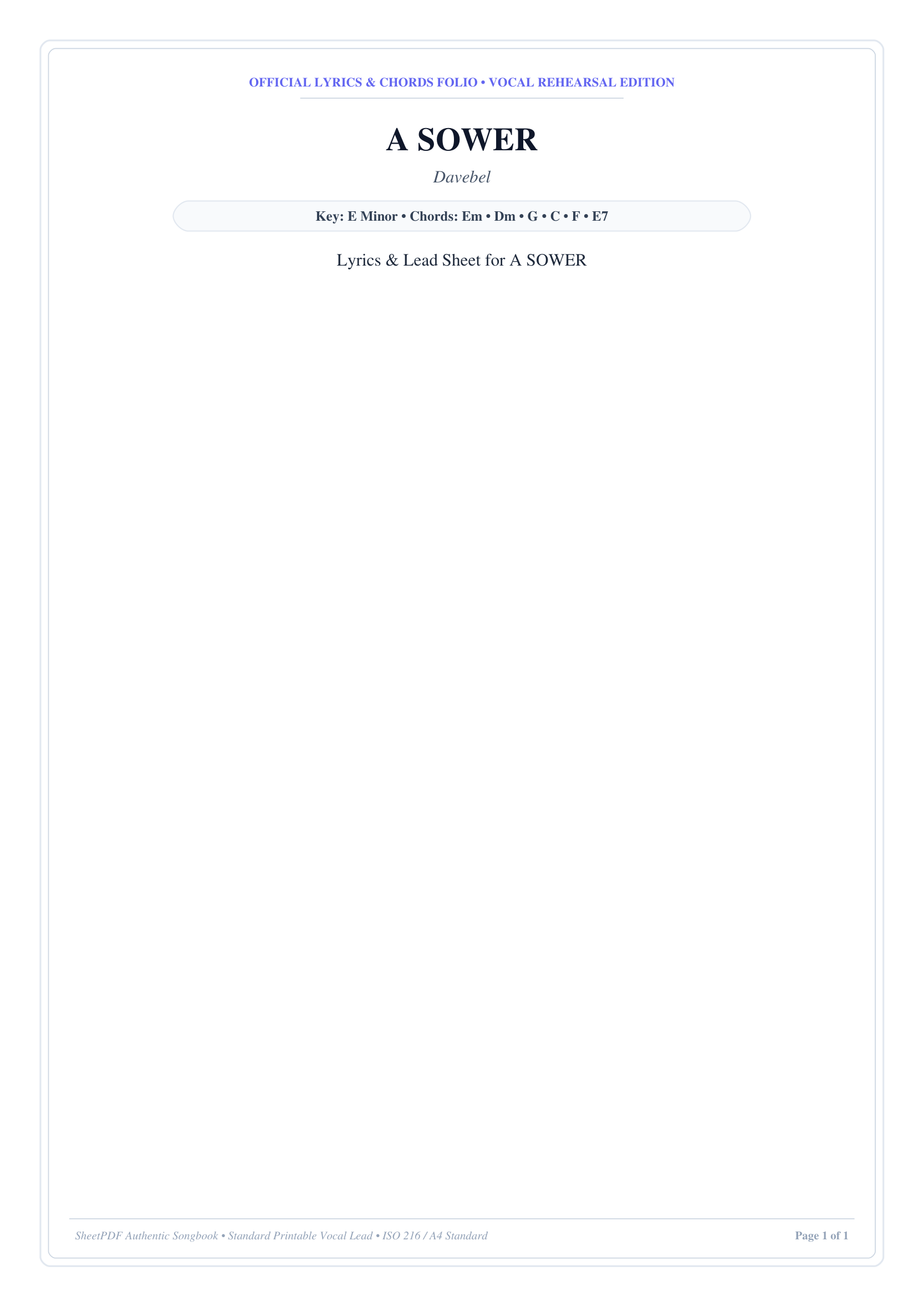 A SOWER Piano Sheet Music Page 1 Free PDF