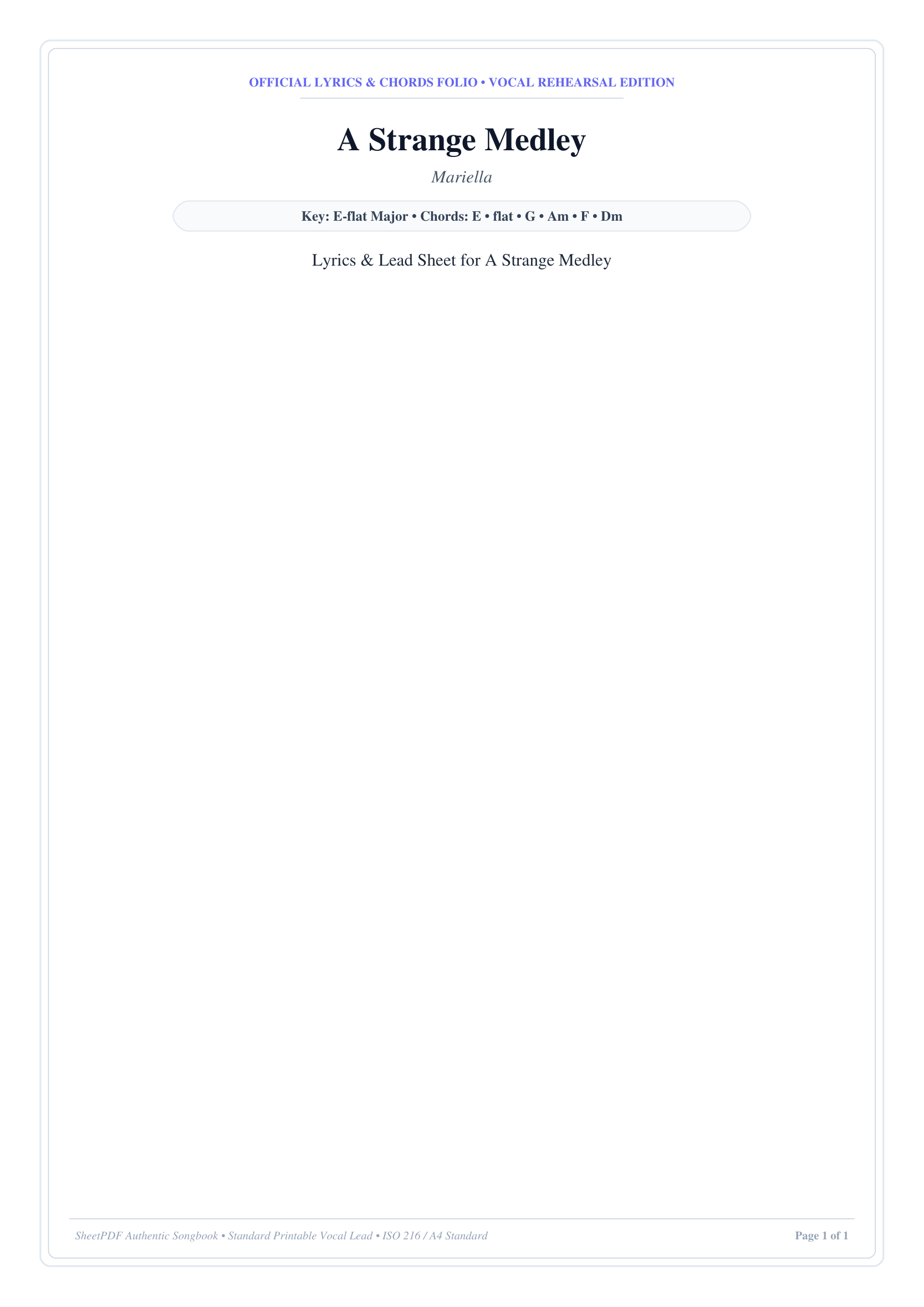 A Strange Medley Piano Sheet Music Page 1 Free PDF