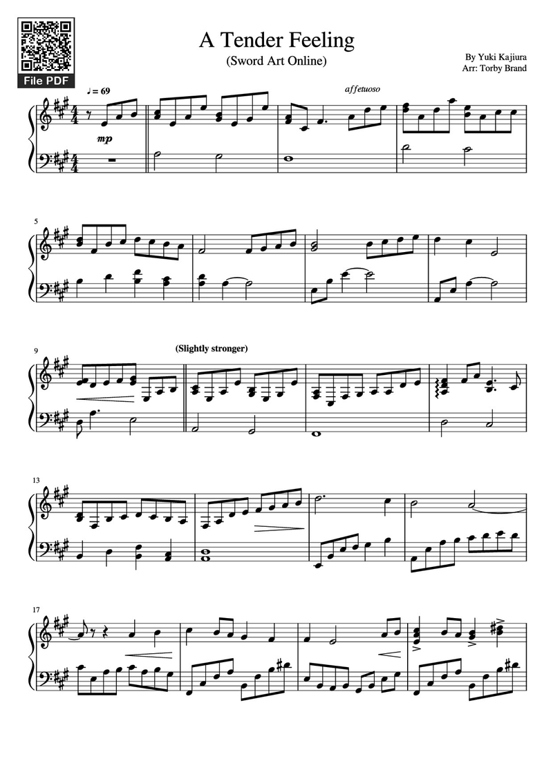 A Tender Feeling Piano Sheet Music Page 1 Free PDF