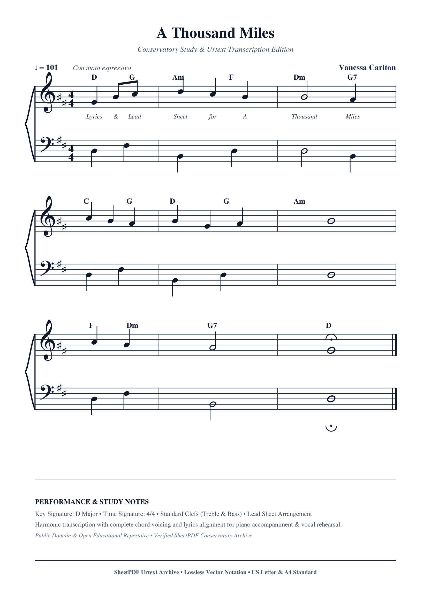 A Thousand Miles Piano Sheet Music Page 1 Free PDF