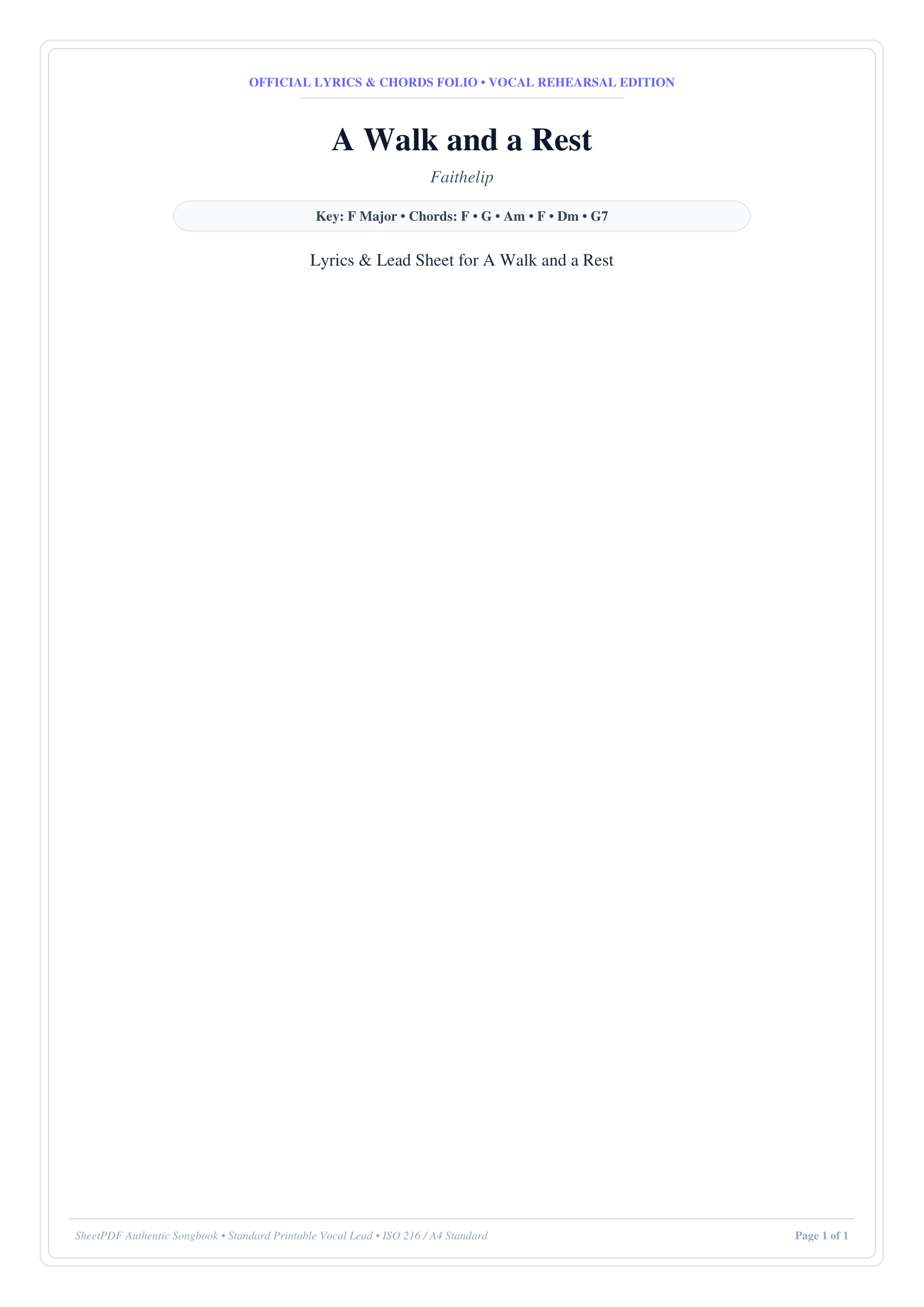 A Walk and a Rest Piano Sheet Music Page 1 Free PDF