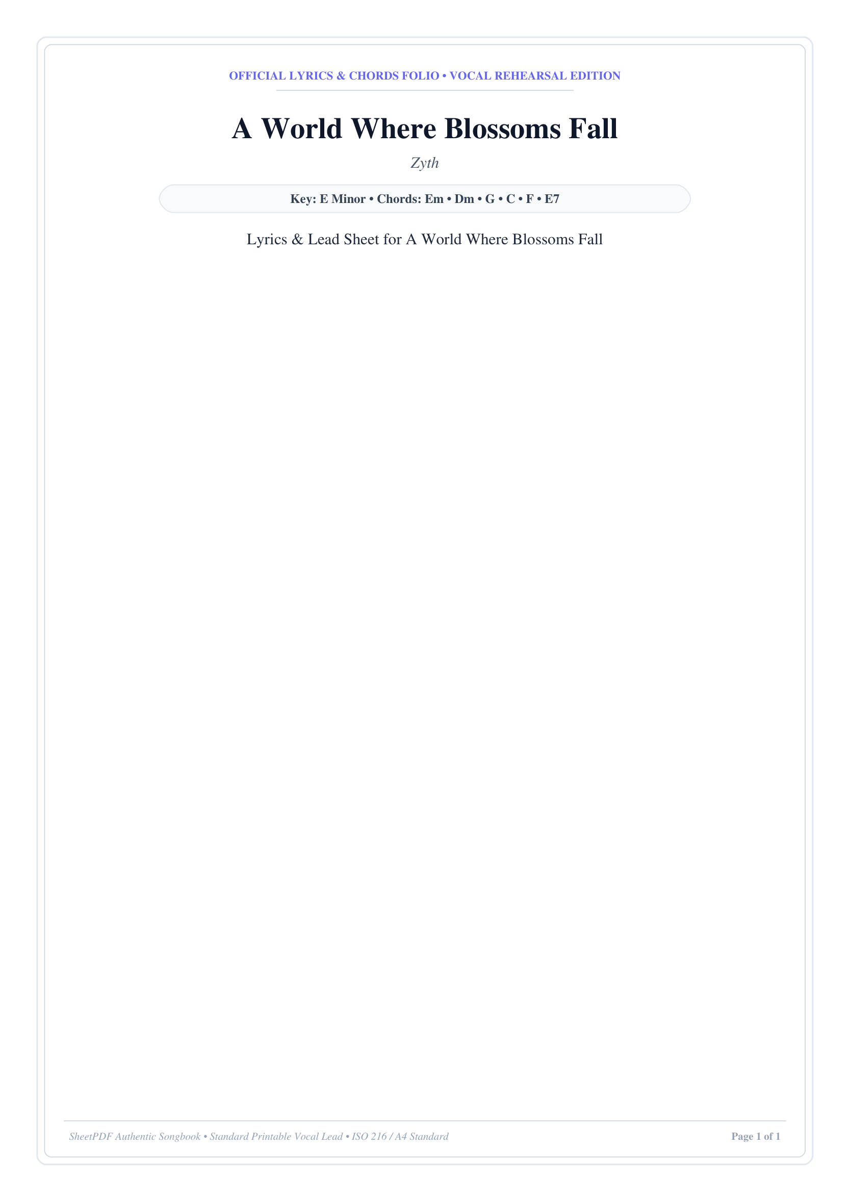 A World Where Blossoms Fall Piano Sheet Music Page 1 Free PDF