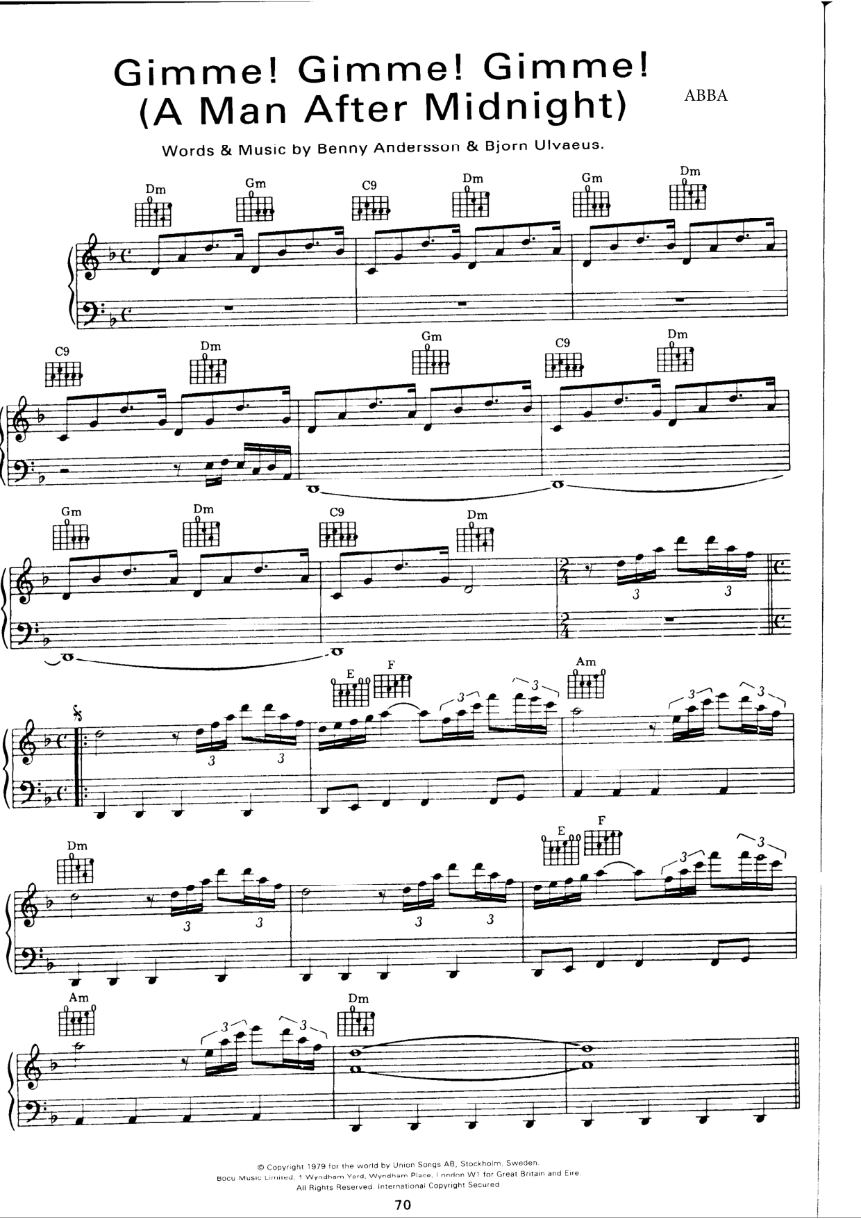 Gimme Gimme Gimme Piano Sheet Music Page 1 Free PDF