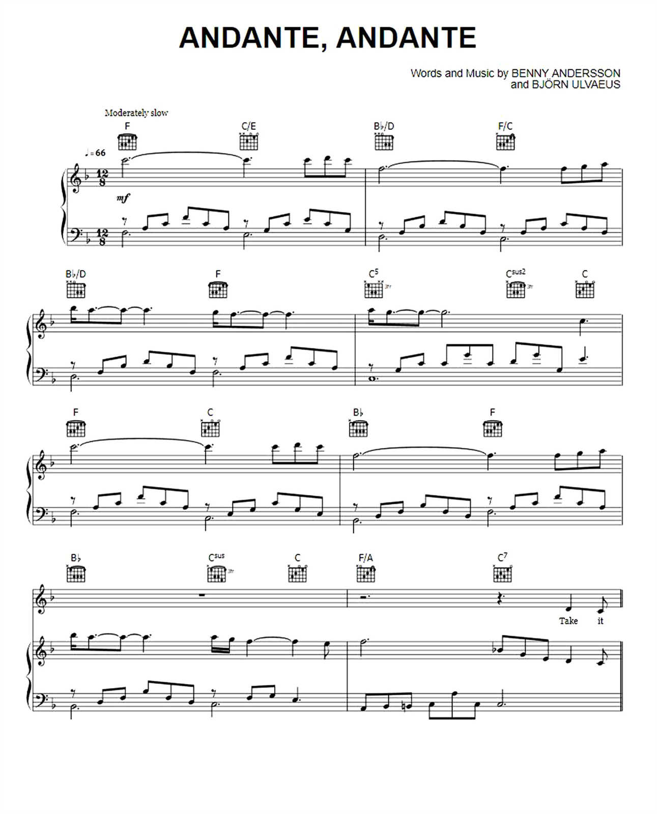 Andante Andante Piano Sheet Music Page 1 Free PDF