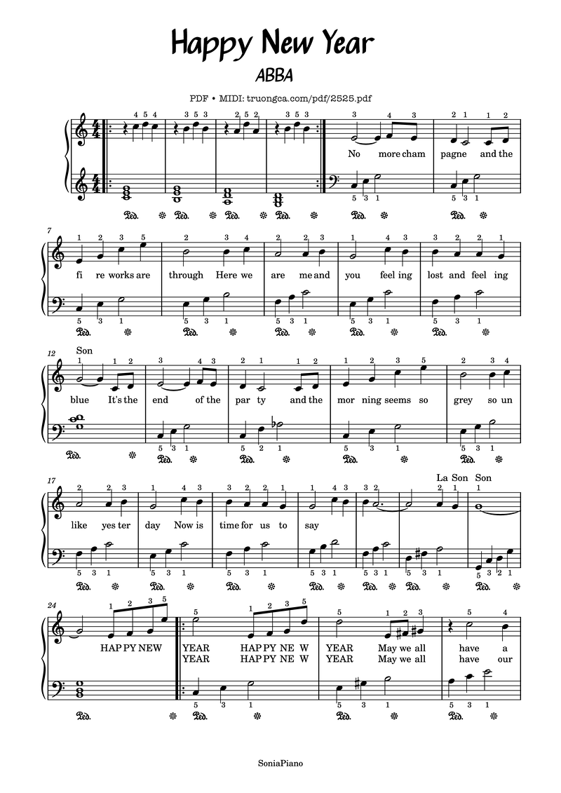 No more cham pagne and the fireworks are through Piano Sheet Music Page 1 Free PDF