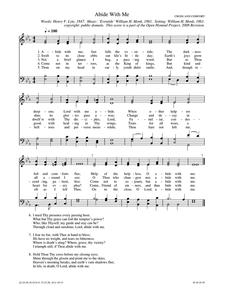 Abide With Me Piano Sheet Music Page 1 Free PDF