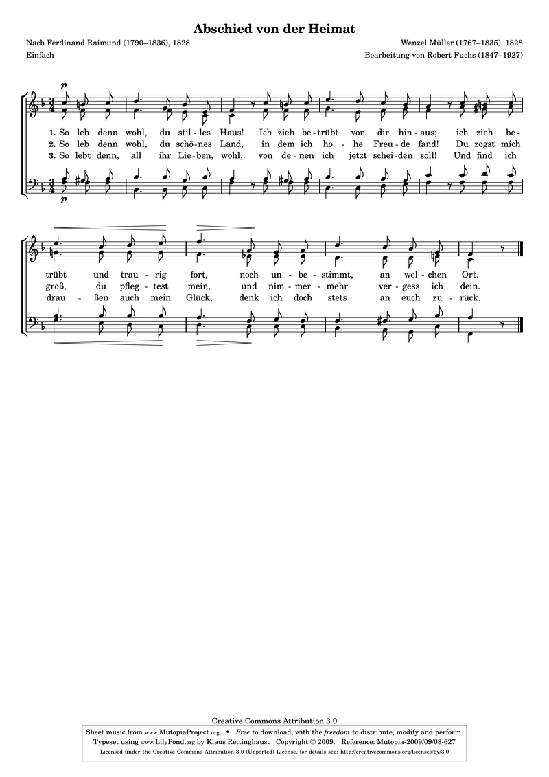 Abschied Piano Sheet Music Page 1 Free PDF