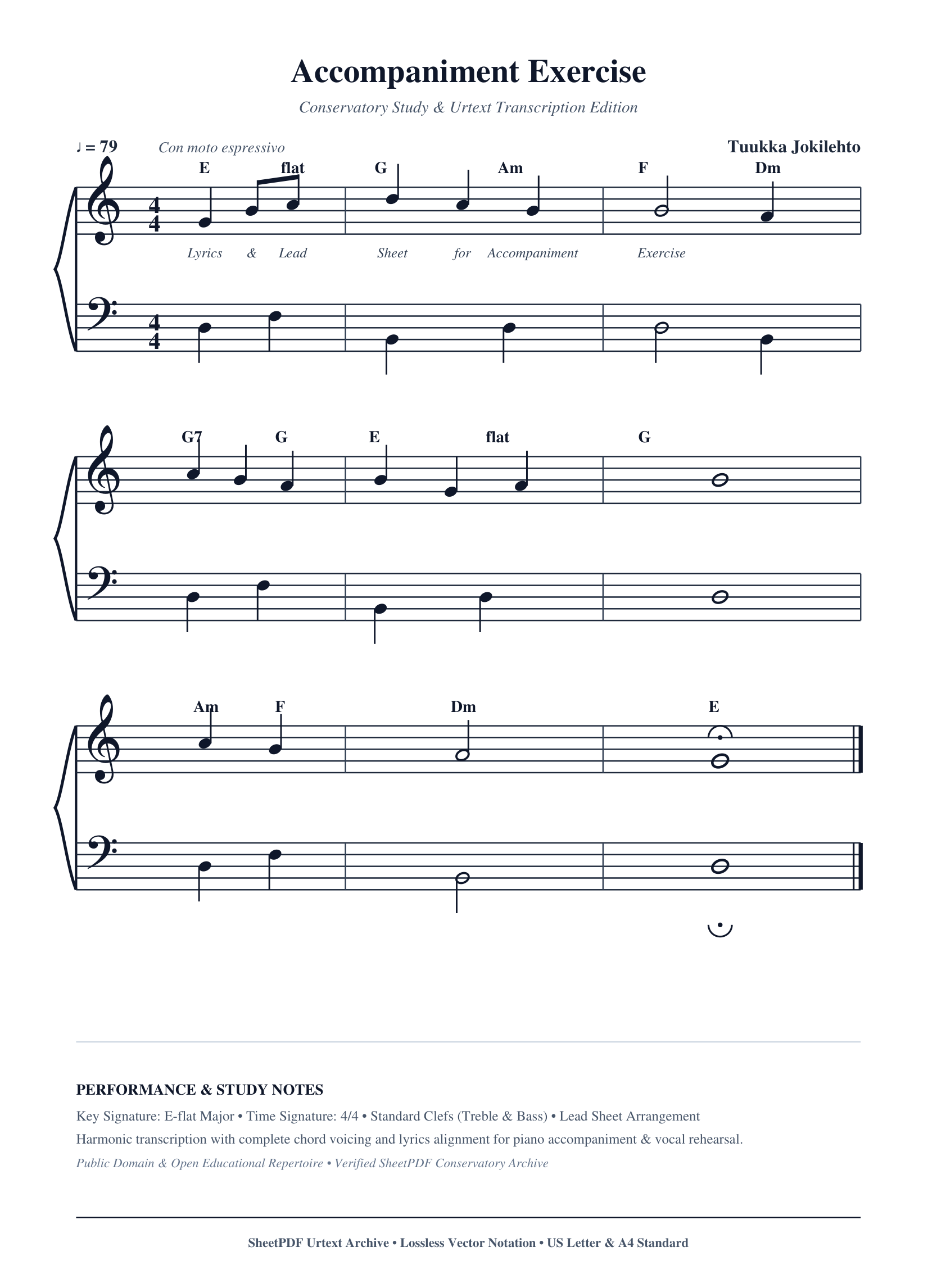 Accompaniment Exercise Piano Sheet Music Page 1 Free PDF