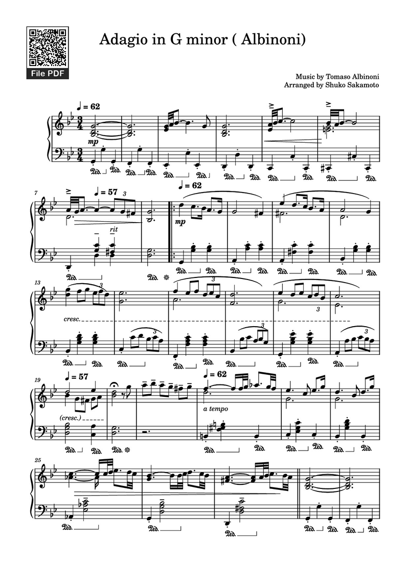Adagio in F# Minor Piano Sheet Music Page 1 Free PDF