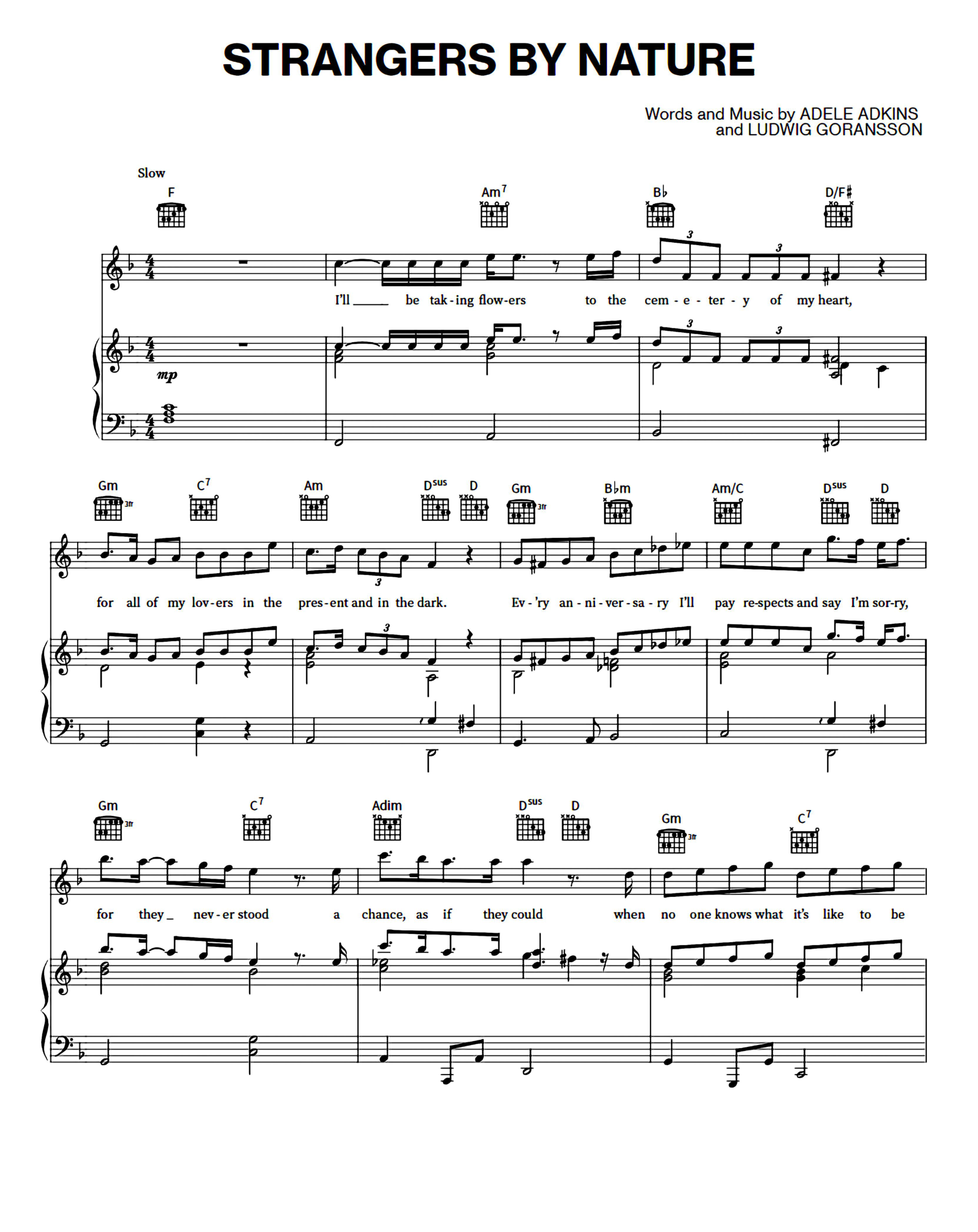 Strangers By Nature Piano Sheet Music Score Page 1