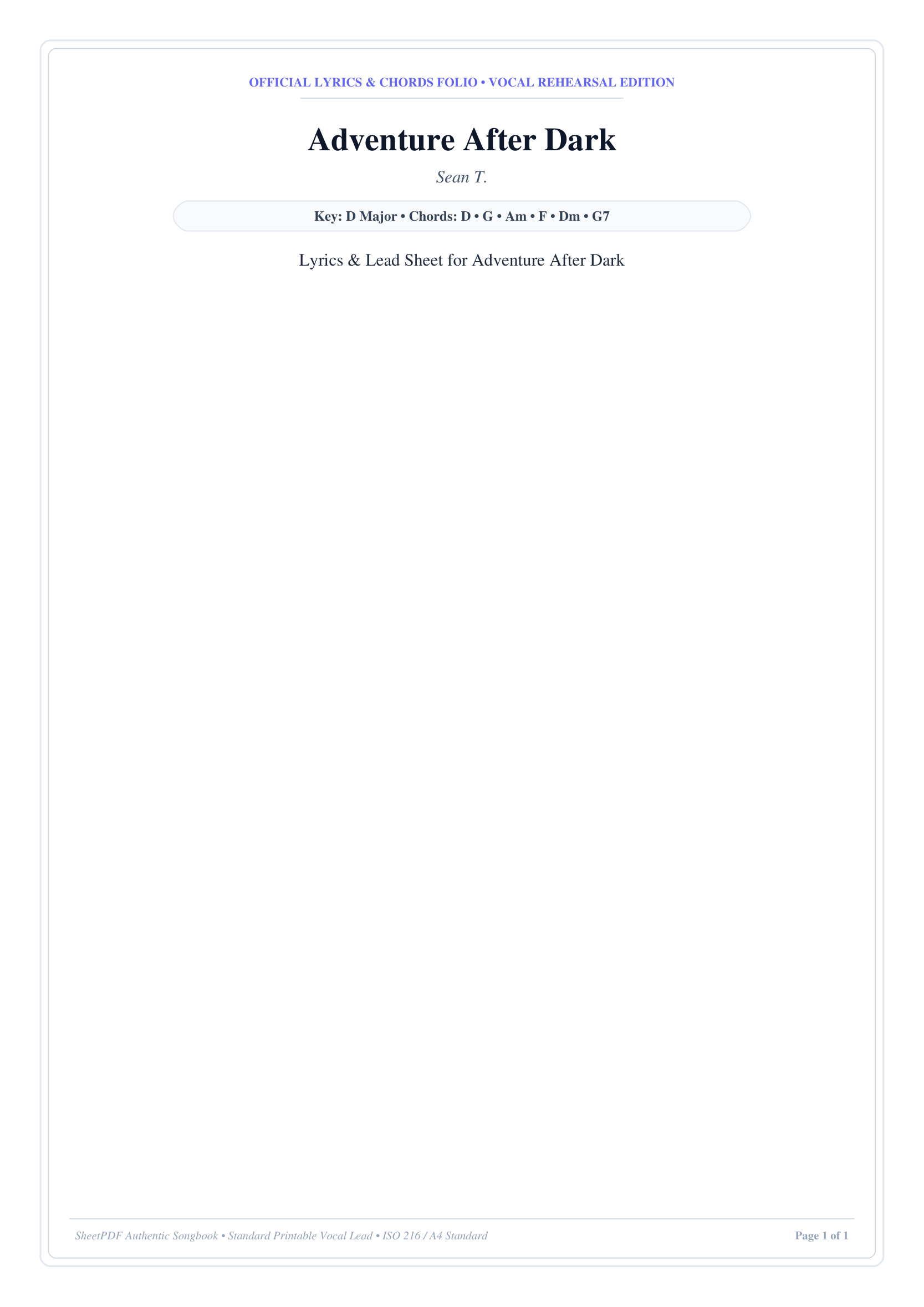 Adventure After Dark Piano Sheet Music Page 1 Free PDF