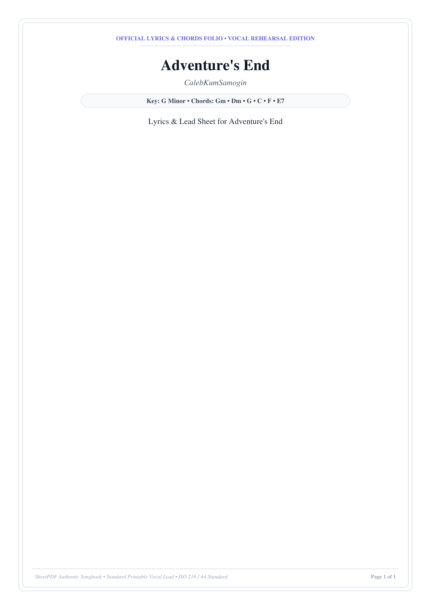 Adventure's End Piano Sheet Music Page 1 Free PDF