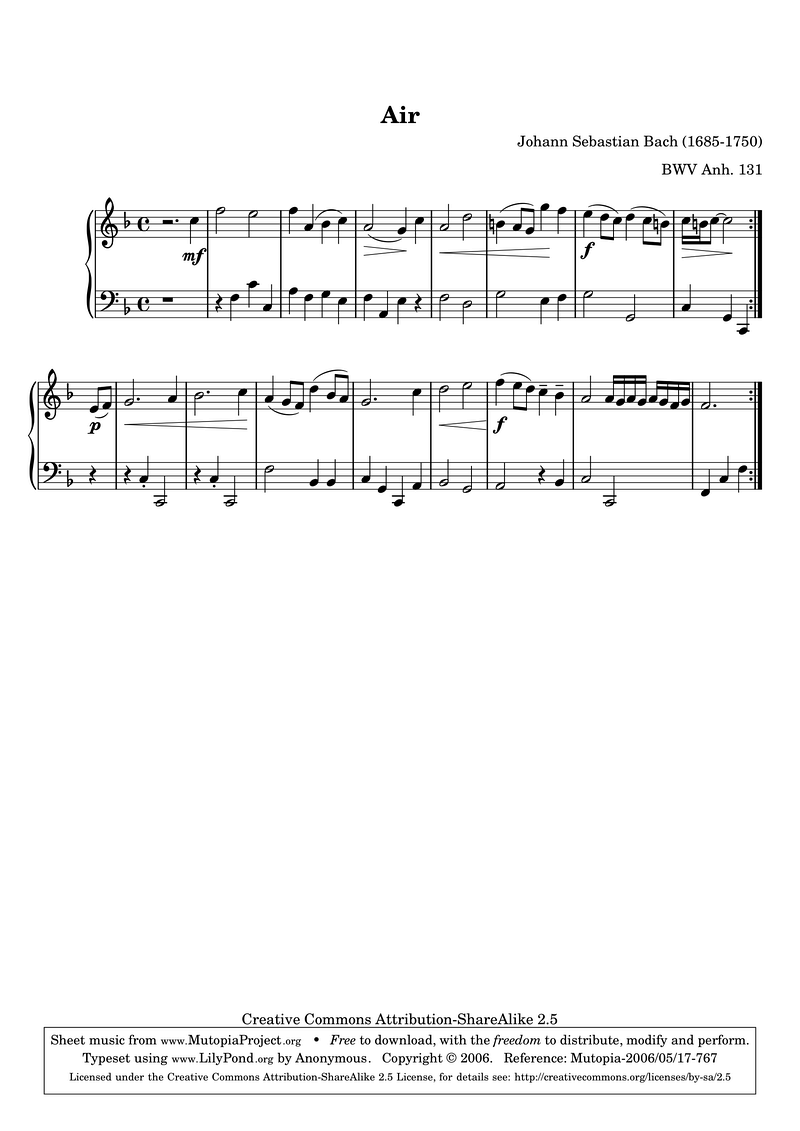 Air Piano Sheet Music Page 1 Free PDF