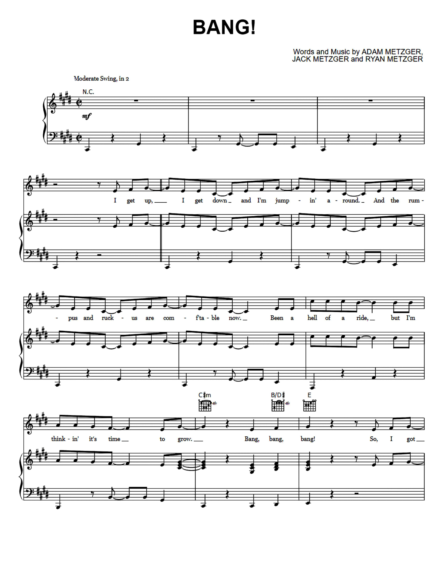 BANG Piano Sheet Music
