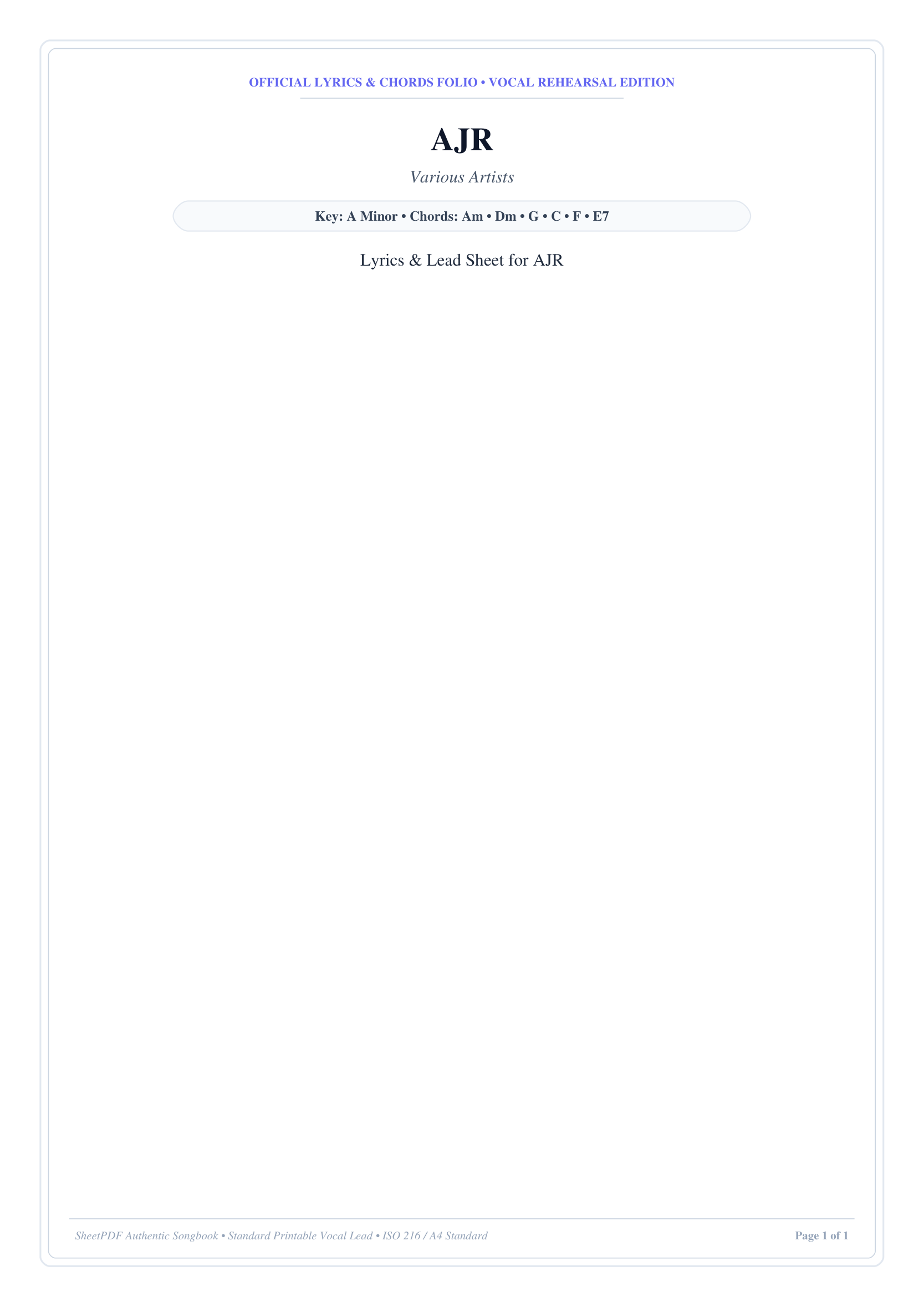 AJR Piano Sheet Music Page 1 Free PDF