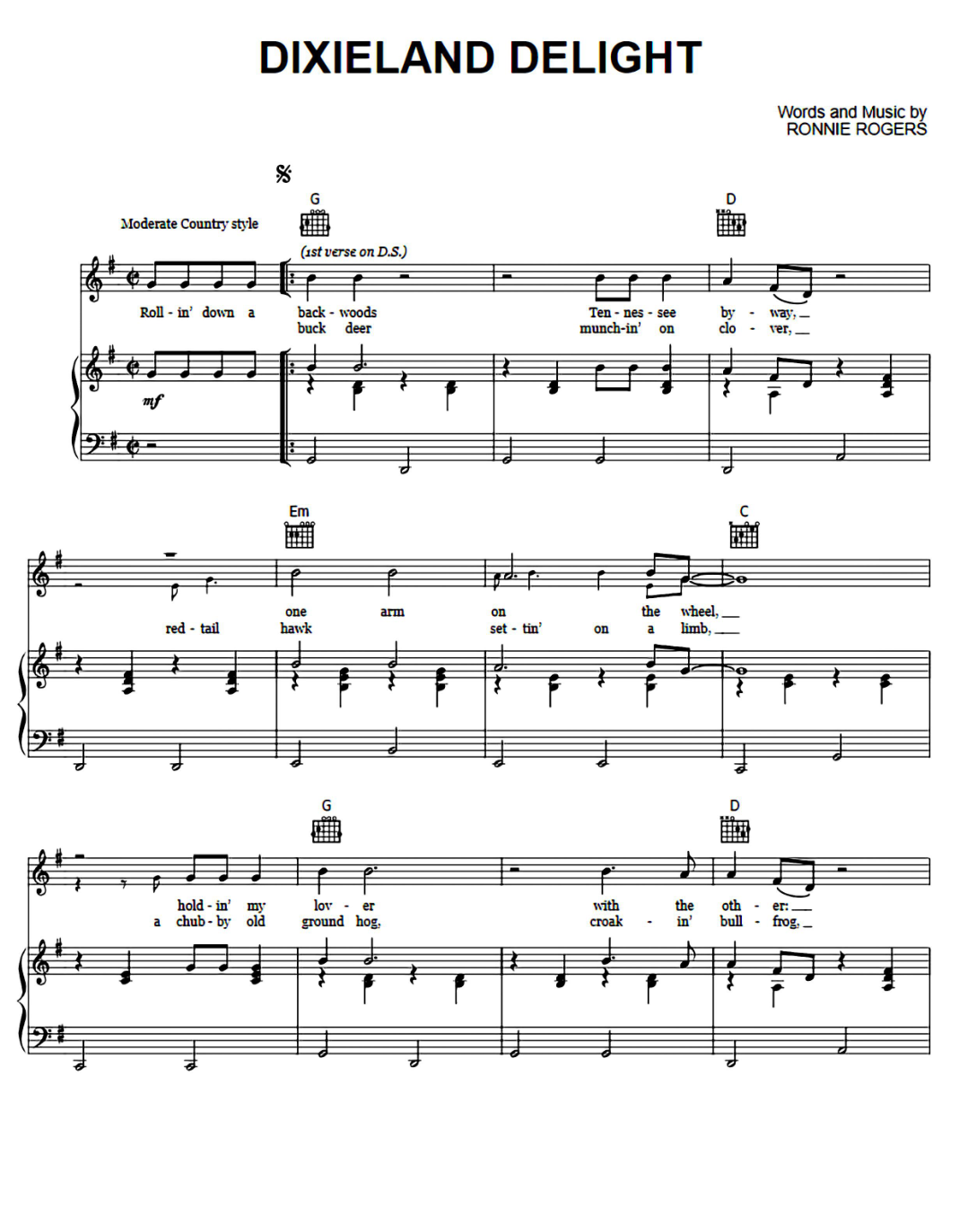 Dixieland Delight Piano Sheet Music Page 1 Free PDF