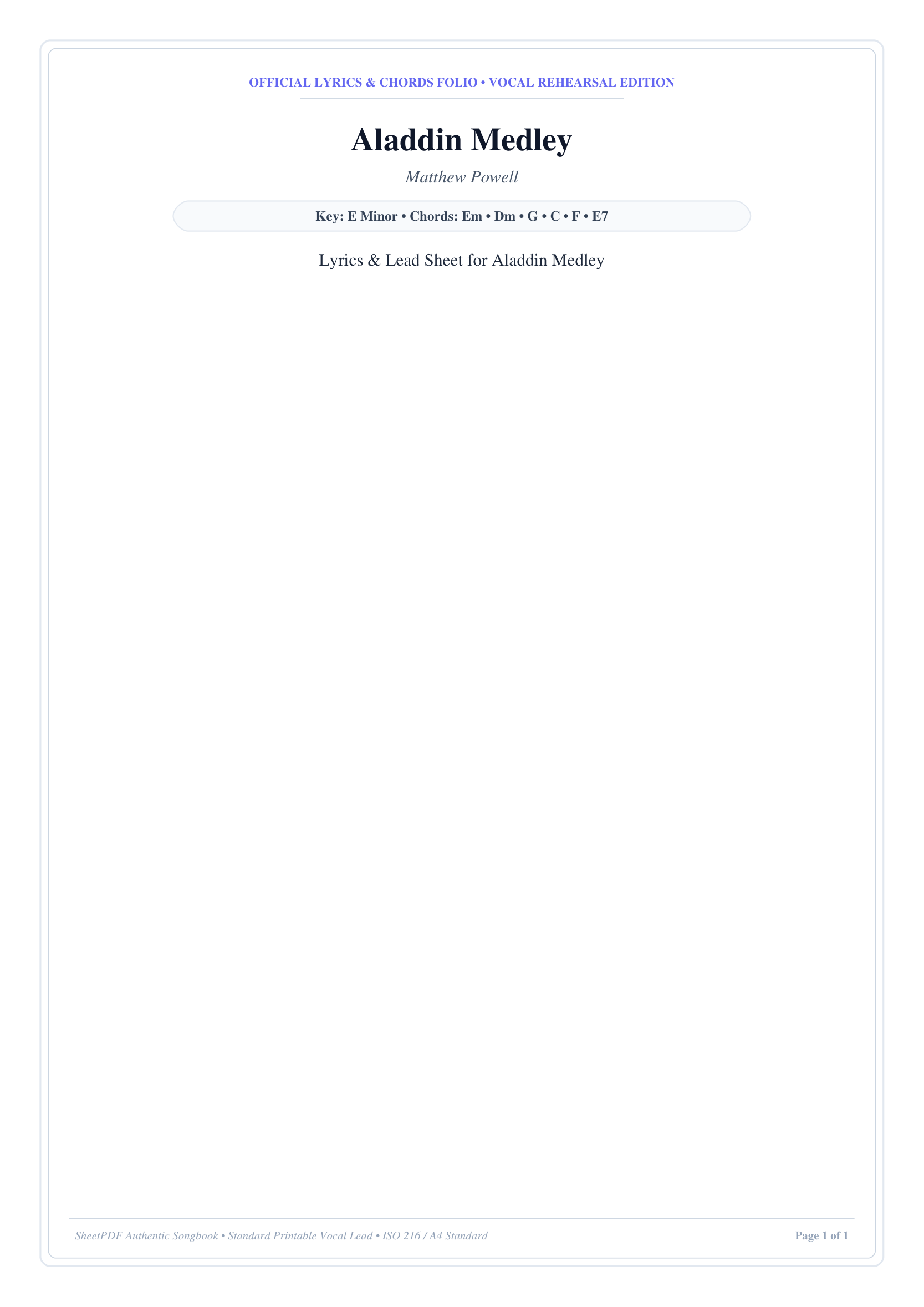 Aladdin Medley Piano Sheet Music Page 1 Free PDF