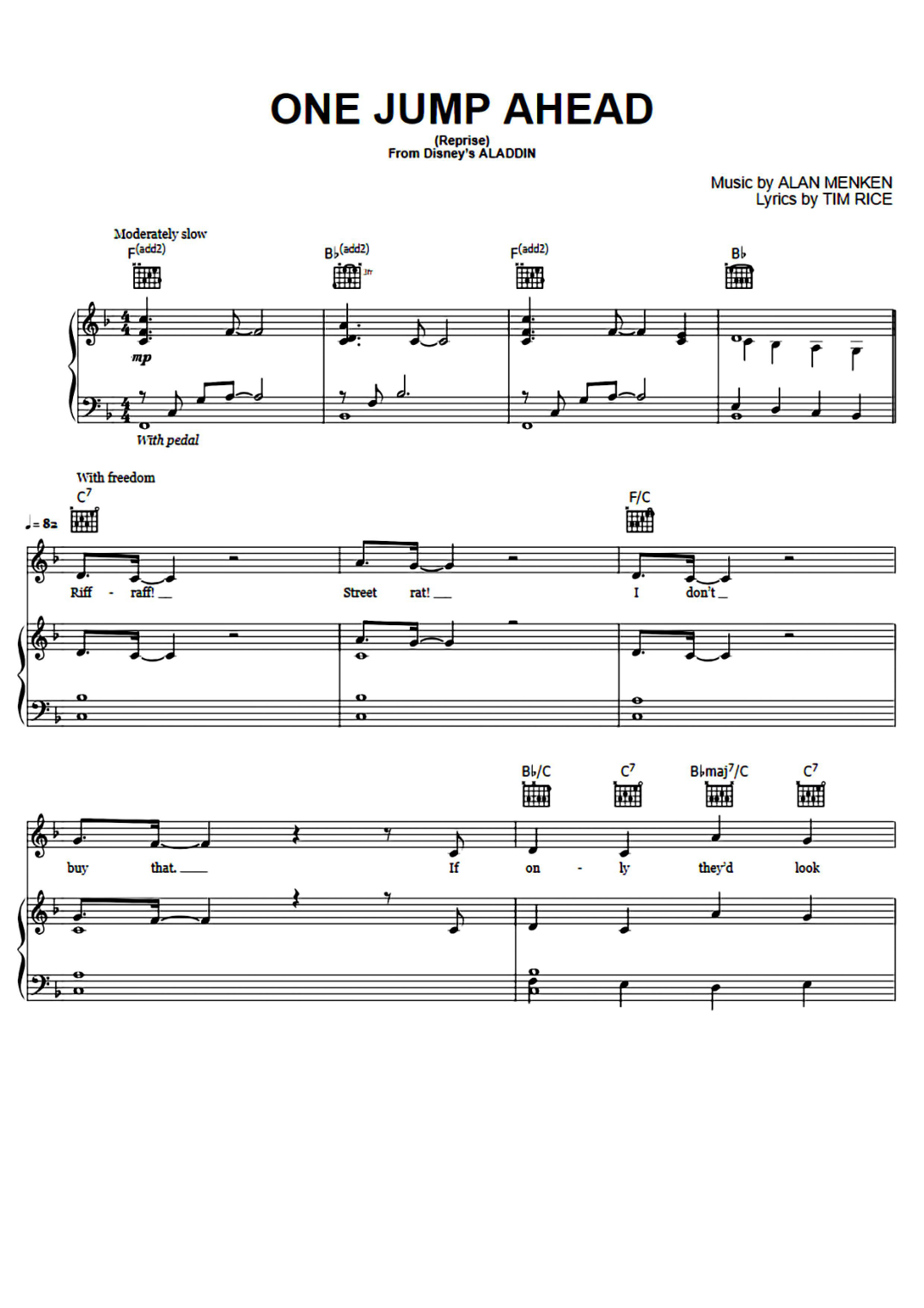 One Jump Ahead Piano Sheet Music Score Preview