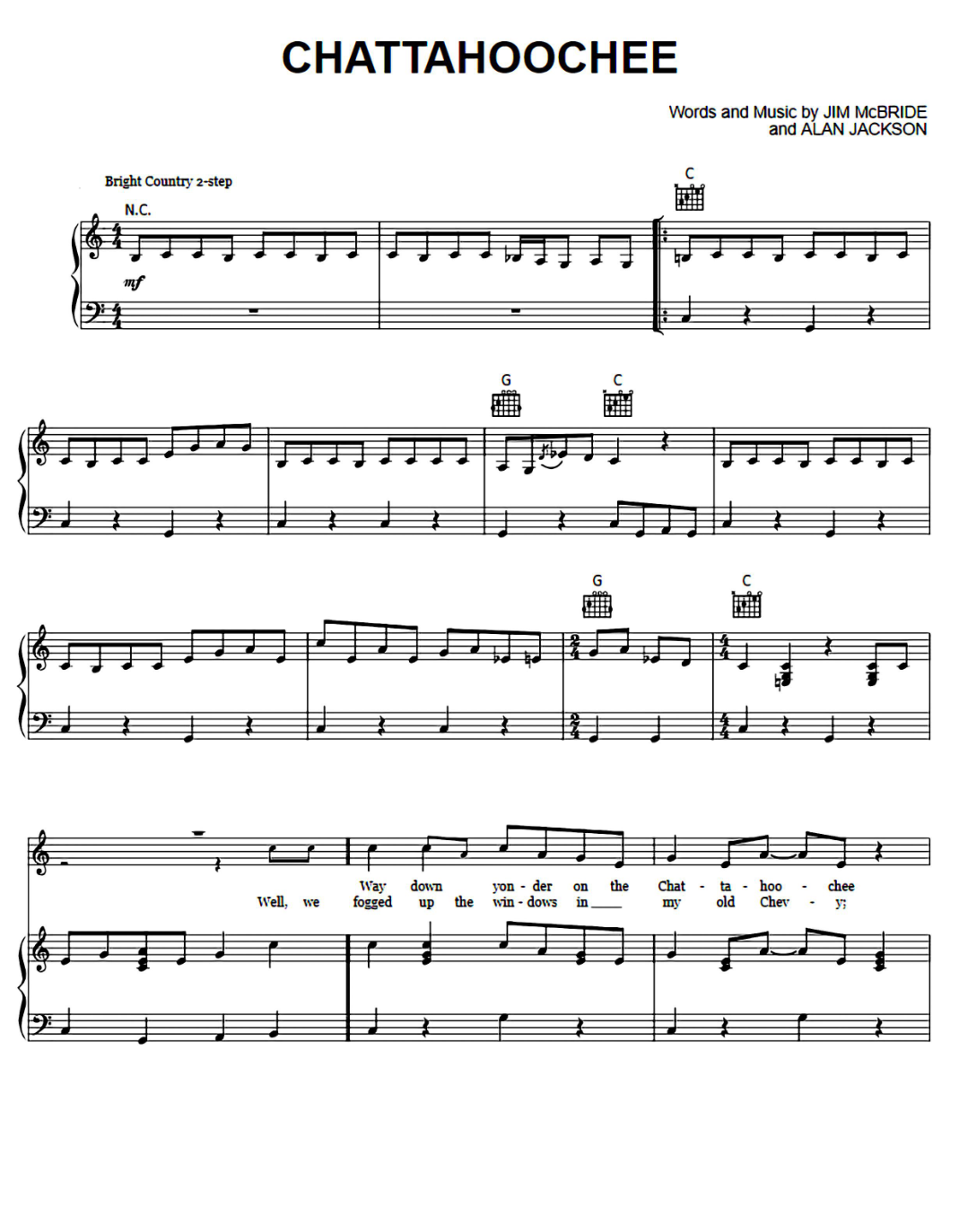 Chattahoochee Piano Sheet Music Page 1 Free PDF