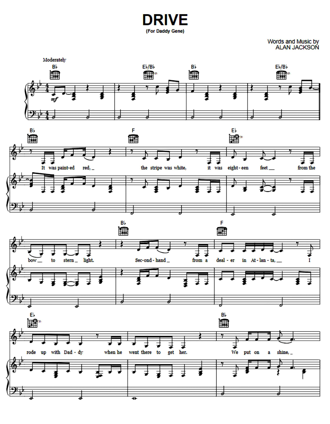 Drive Piano Sheet Music Page 1 Free PDF