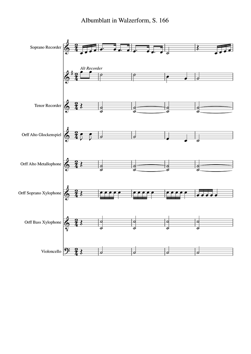 Albumblatt in Walzerform, S. 166 Piano Sheet Music Page 1 Free PDF