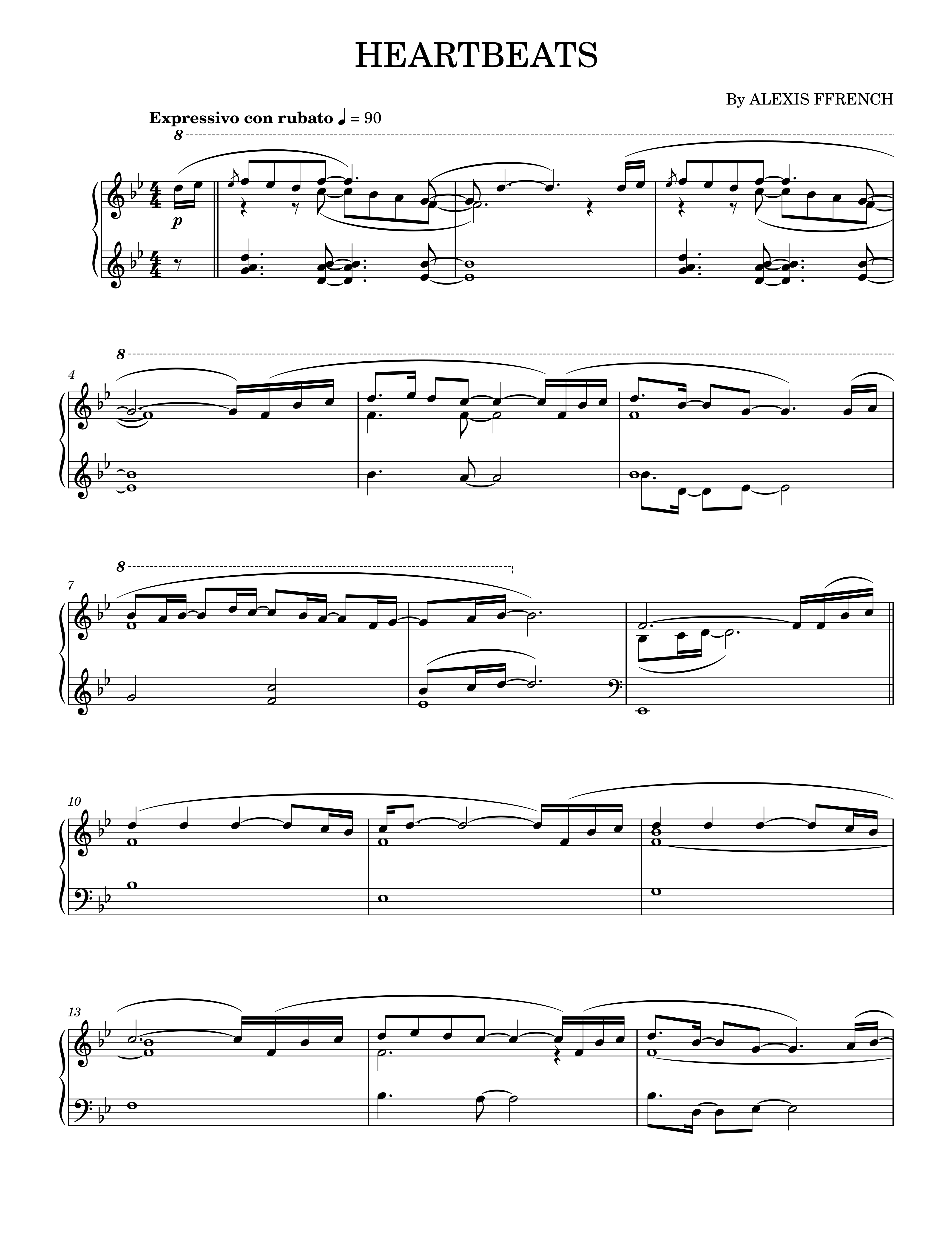 Heartbeats Piano Sheet Music Score Page 1