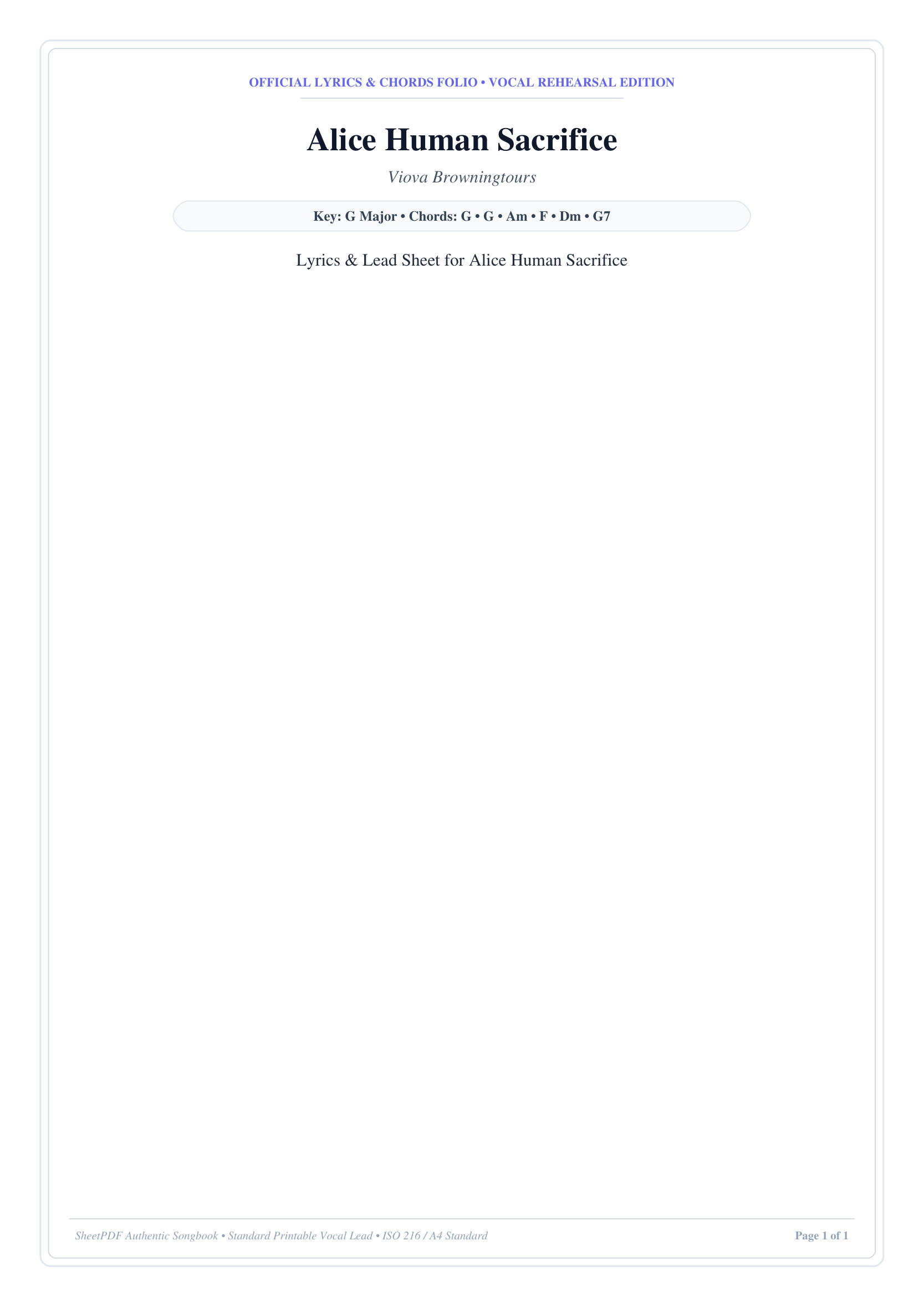 Alice Human Sacrifice Piano Sheet Music Page 1 Free PDF